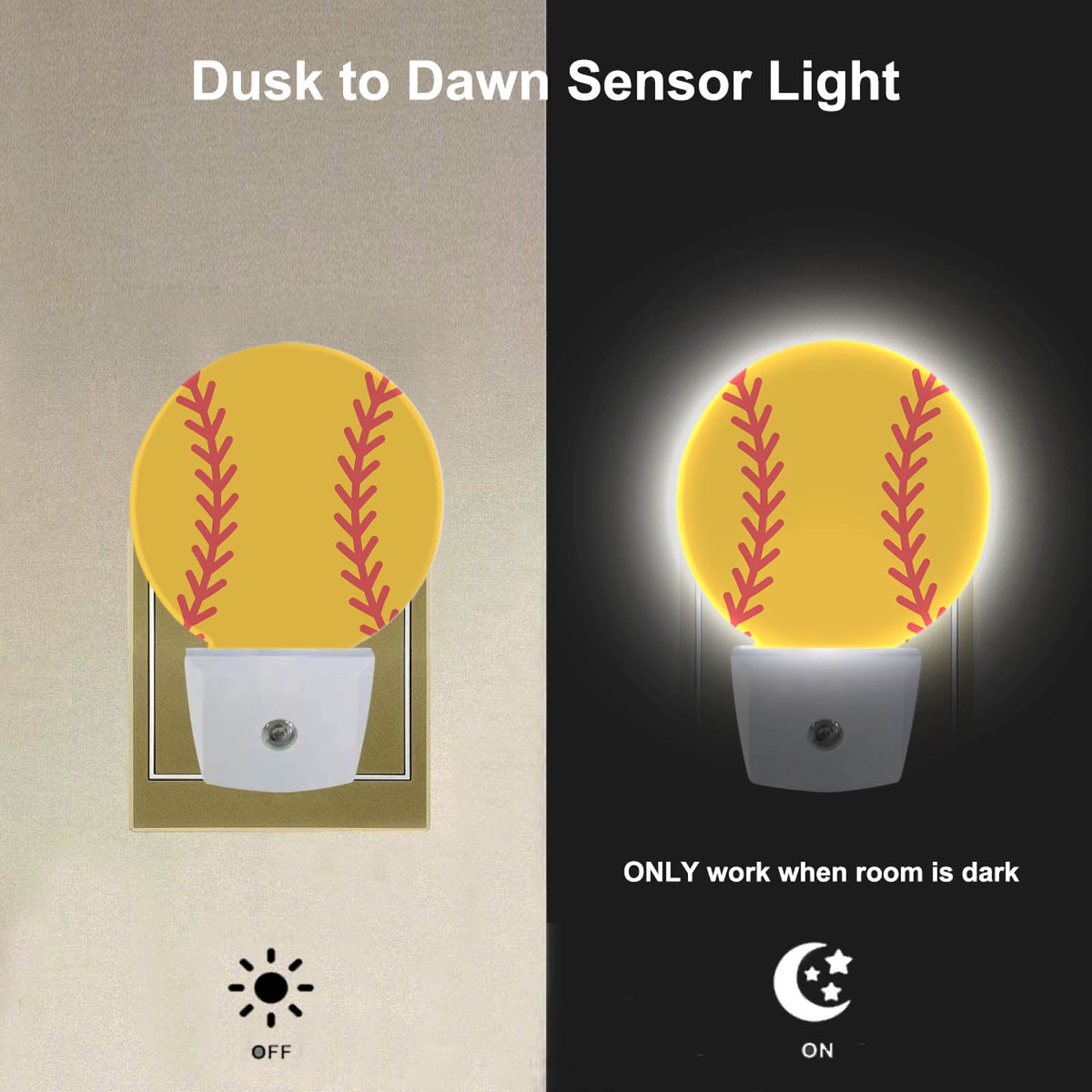 Ekobla Softball Night Lamp American Ball Game Sports Design Night Light Plug In Auto Sensor Led Lamp Dusk To Dawn Nightlights Fo