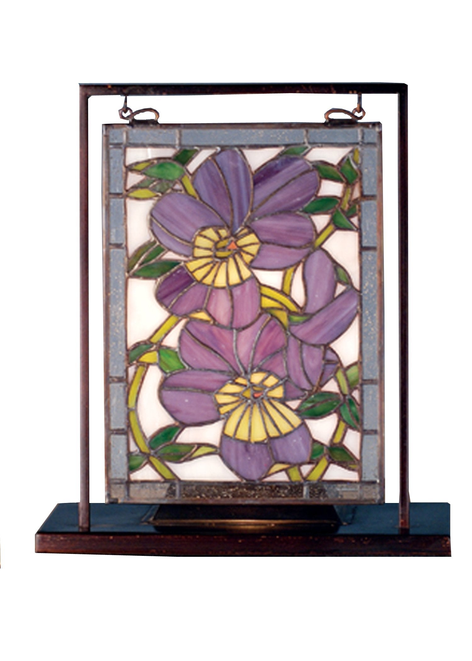 Meyda Tiffany 68409 Pansies Lighted Decorative Mini Tabletop Window  9.5'' Width x 10.53'' Height