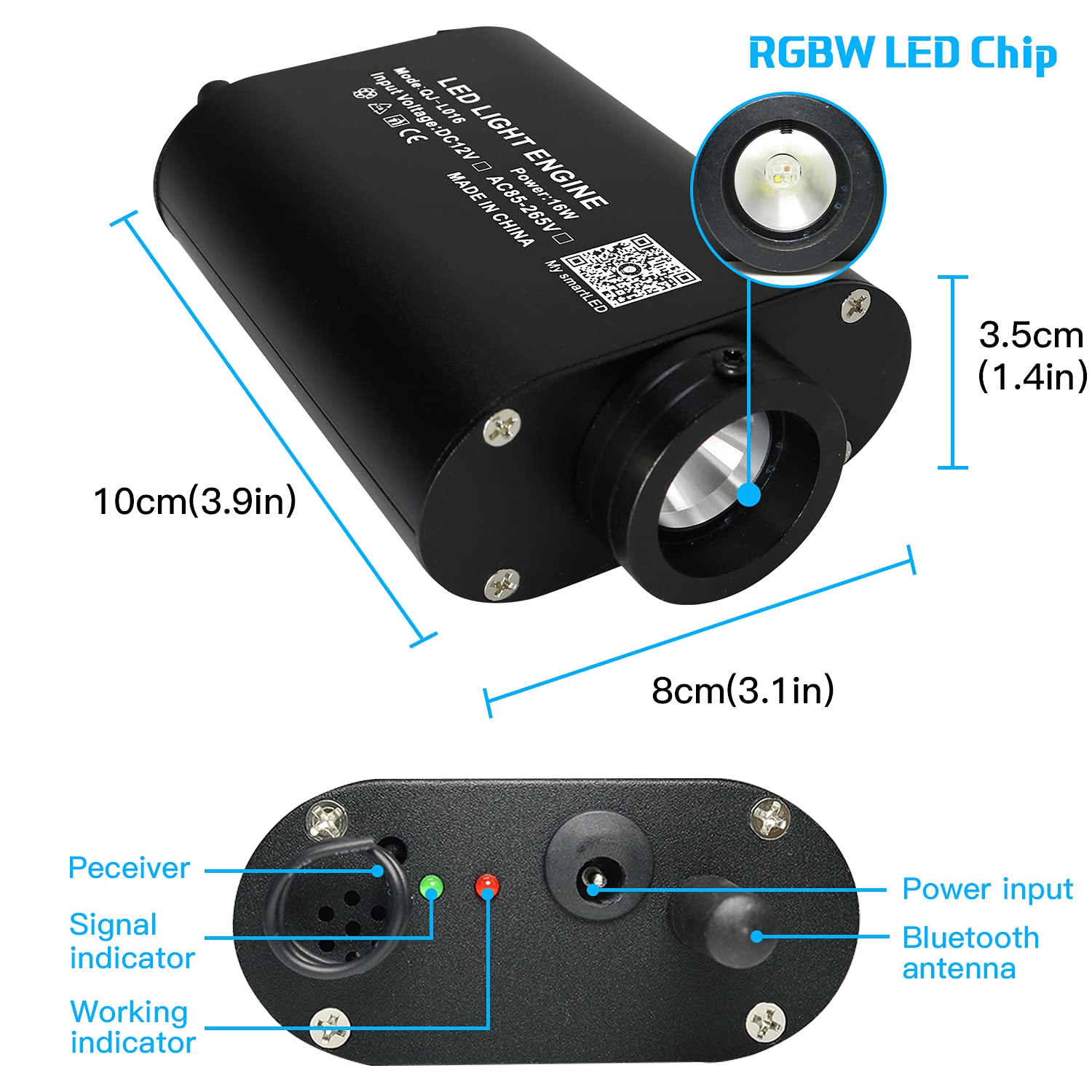 Amki 16W Fiber Optic Lights,Starlight Headliner Light Kit App/Remote Control Sound Activated Mode For Car&Home Decoration,Optica