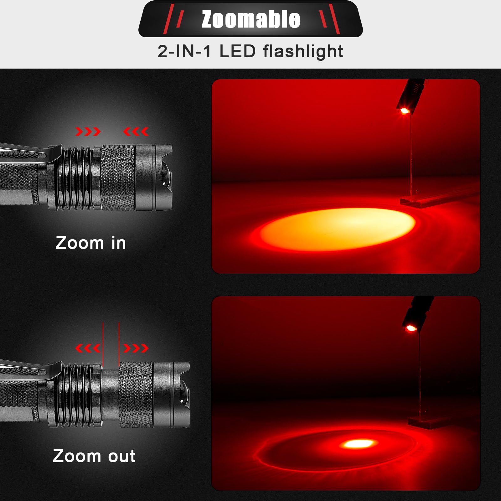 Honoson 16-Piece Red Light LED Flashlight Set, Scalable Lens Filter for Night Astronomy & Aviation, Model DE-Honoson-4840