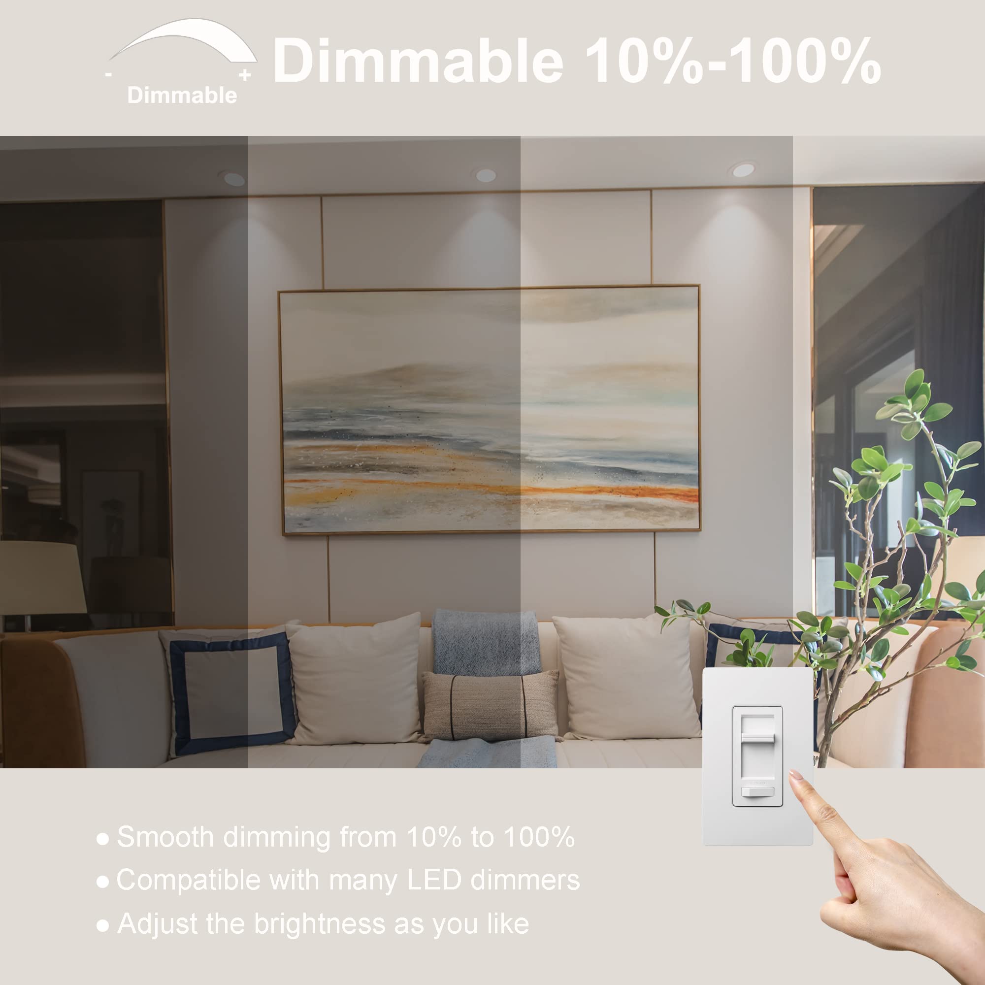 Ftl Gu10 Led Bulbs Dimmable 3000K Warm White 6W 600Lm, 60W Halogen Replacement, 40 Degree Spot Track Light Bulbs, Recessed Ceili