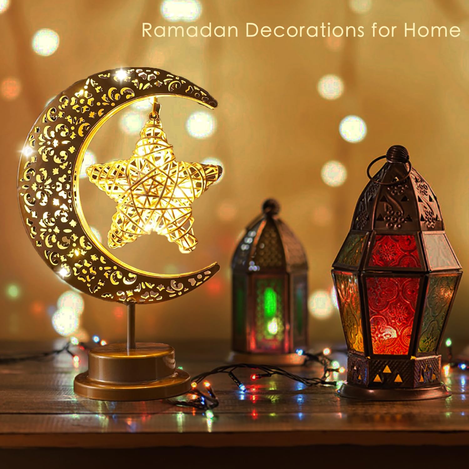 Moon Lamp, Ramadan Decorations For Home, Eid Mubarak Decorations, Ramadan Lights, Enchanted Lunar Lamp, Half Moon Lights For Bedroom, Galaxy Light, Moon Star Night Light, Battery Operated Table Lamp