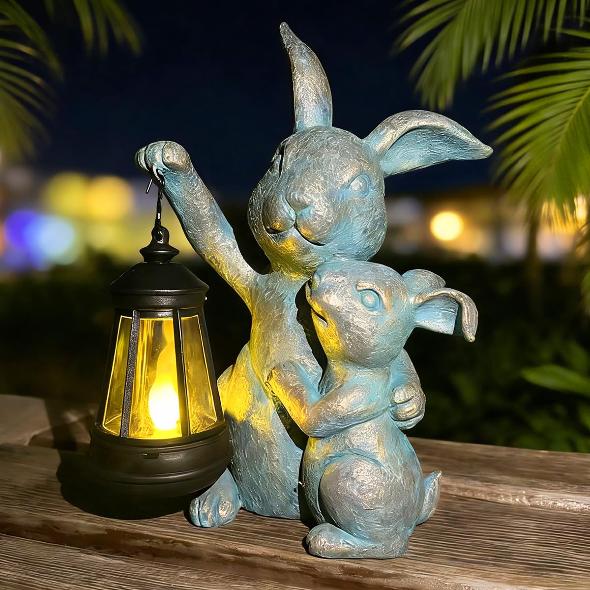 Giyyomtr Solar Outdoor Statues Lantern Figurines Light Decorations for Garden Patio Balcony Yard Lawn, Ideal Gifts for Mom Frien