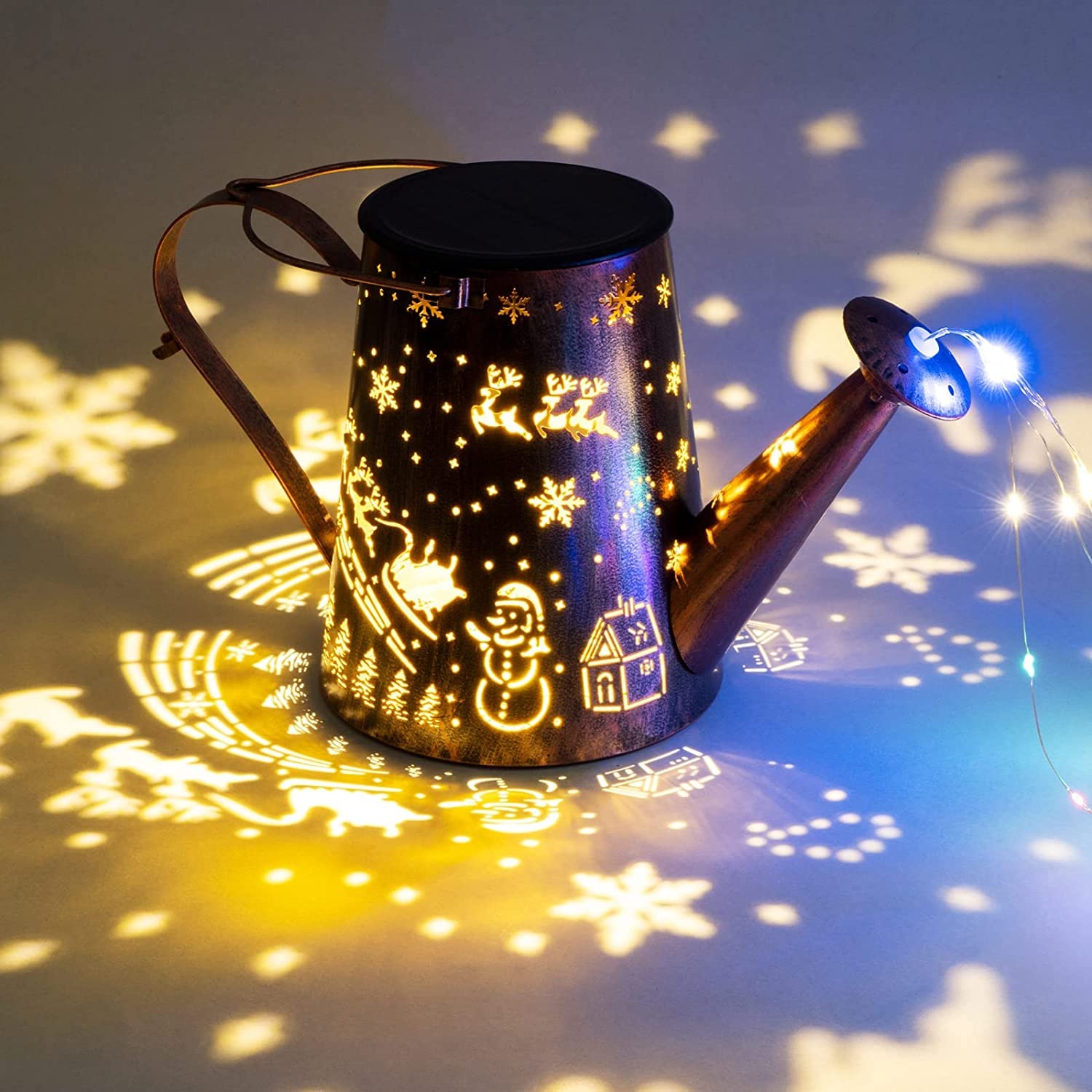 Solar Lights Outdoor Garden Decorations,Watering Can Landscape Light Large Hanging Waterfall Lantern,Outside Waterproof Patio De