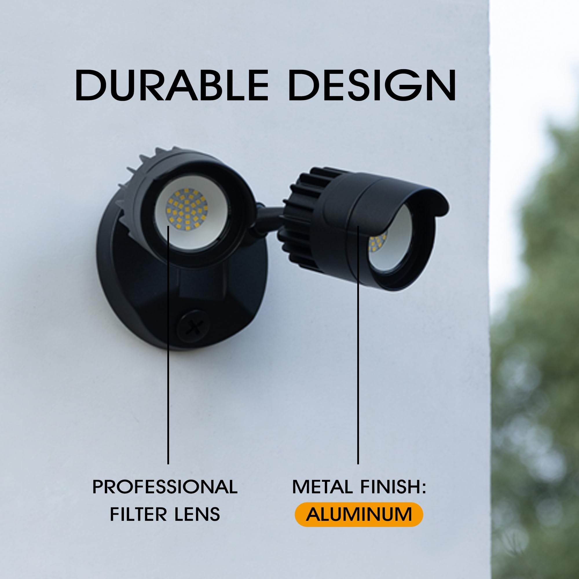 Luxfly Led Flood Lights Outdoor, 34W 3500Lm 5000K Daylight, Ip65 Waterproof Security Lights With 2 Adjustable Heads, Exterior Wall Light For Patio, Garage, Yard (Black)