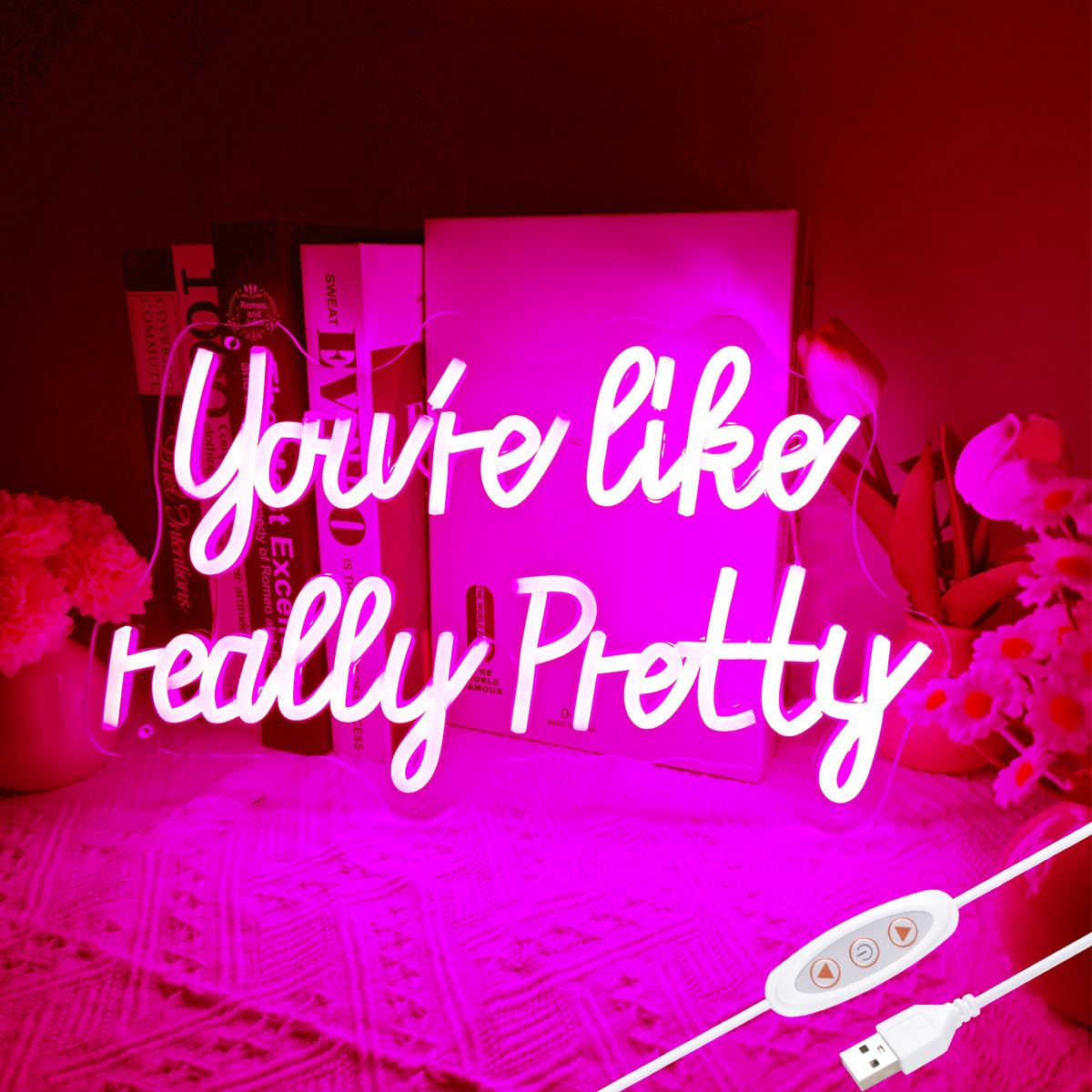 You are Like Really Pretty LED Neon Sign 15 * 9 inch,Pink Neon Signs with USB Power for Room Decor or Wall Decor, Pink Room Decor for Girls Room,House,Party,Decorate,Gifts