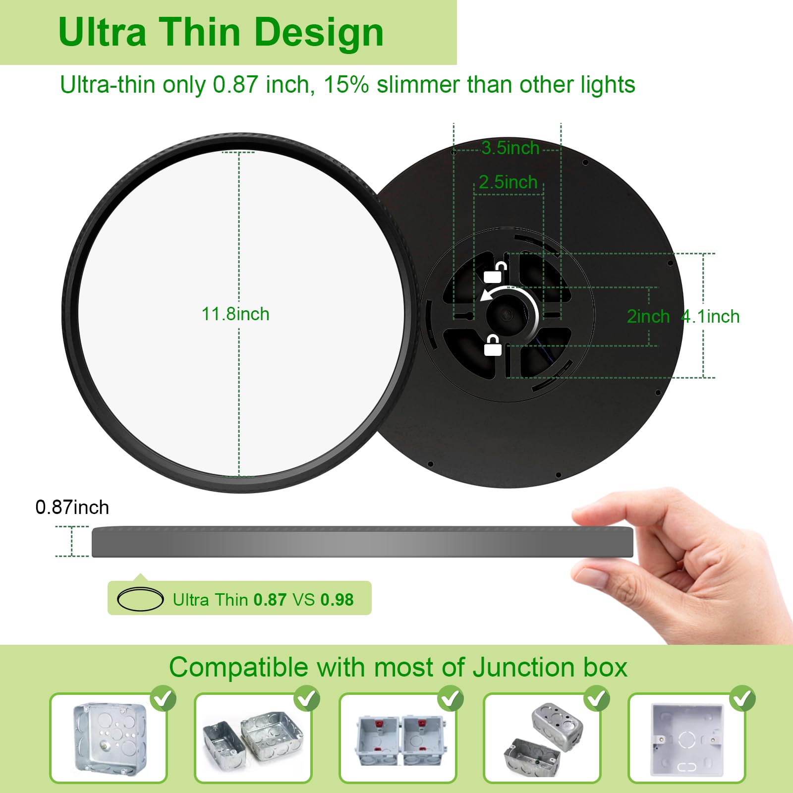 Hunhun 6 Pack 3200Lm Led Flush Mount Ceiling Light 12 Inch 5Cct Adjustable Super Slim 0.87 Inch Led Ceiling Light Fixture Round