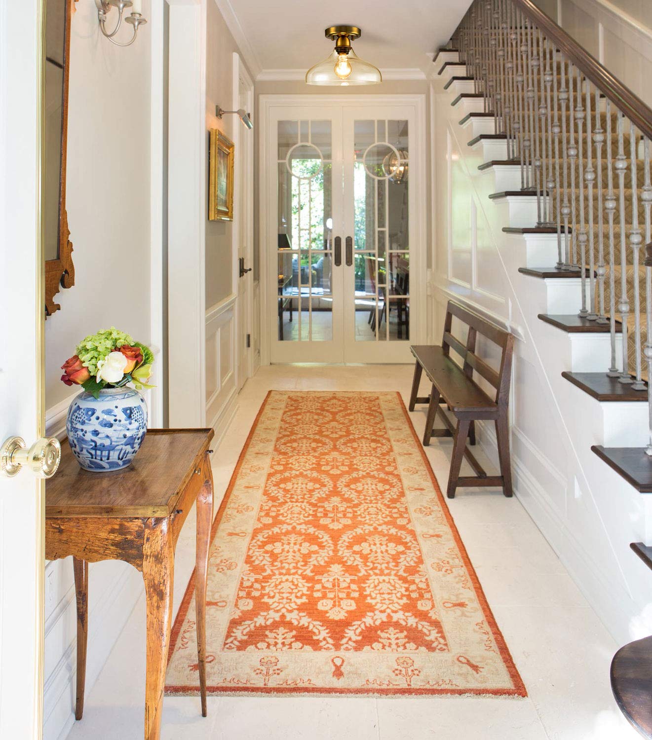 HOLKIRT Modern Glass Semi Flush Mount Ceiling Light, Brass, Metal, Type-1, Model B7152CU-J