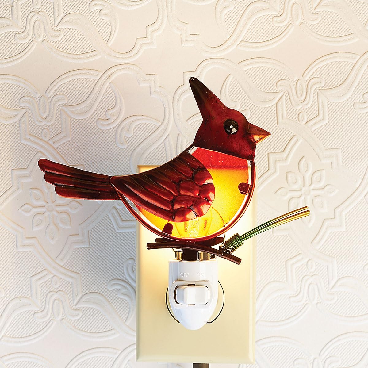 Current Christmas Cardinal Decorative Nightlight - 5 3/8'' Stained Glass Plug In Light, Christmas, Easter, & Holiday Decorations