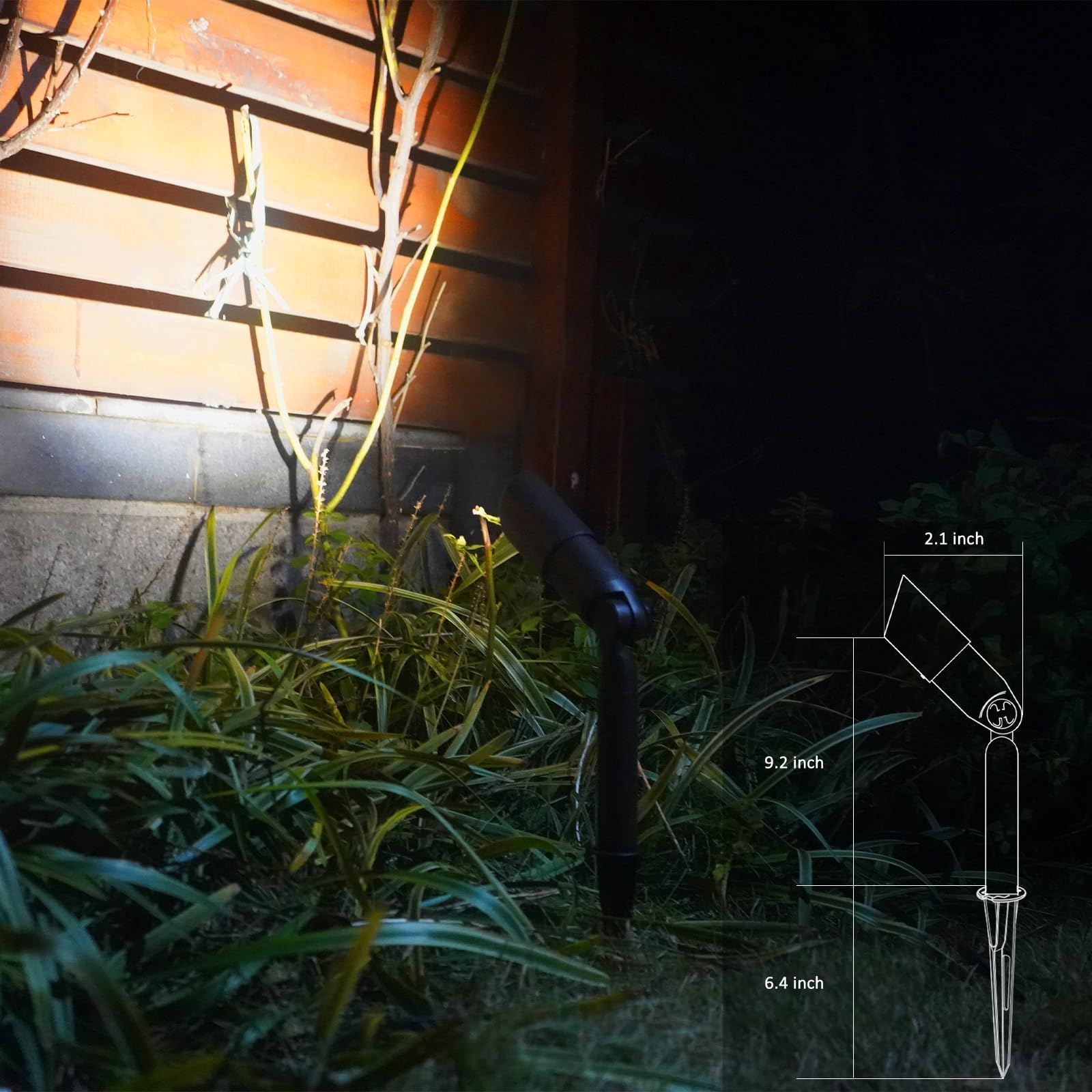 GOODSMANN Low Voltage Landscape Spotlight 20W Halogen 12V AC 176 Lumen Brown Metal Spike Stake 3000K Warm White LL9920-9603-01
