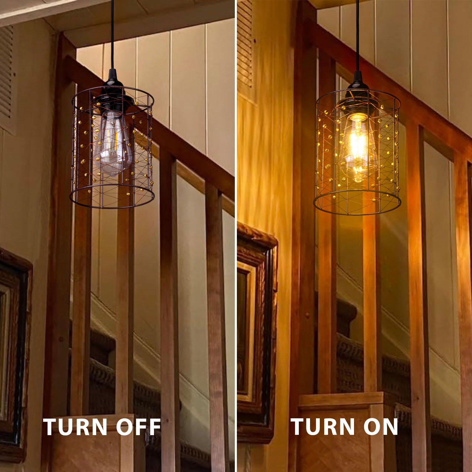 ALL FORTUNE Battery Operated Hanging Outdoor Chandelier, Copper, Reddish Brown, Small, Model KF61835-BO, Ideal for Gazebo and Patio
