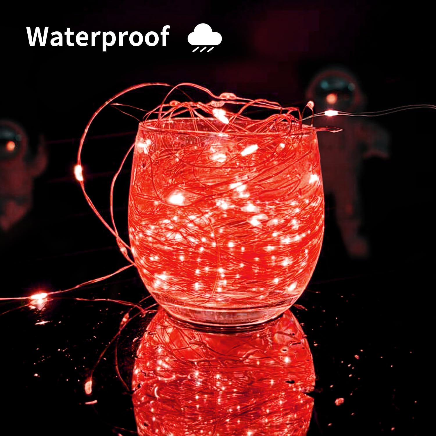 Solar String Lights Outdoor  33 Feet 100 Leds 8 Modes Solar Fairy Lights For Outside  Waterproof Outdoor Light For Patio Yard Christmas Tree Halloween Wedding Party Decorations  Red