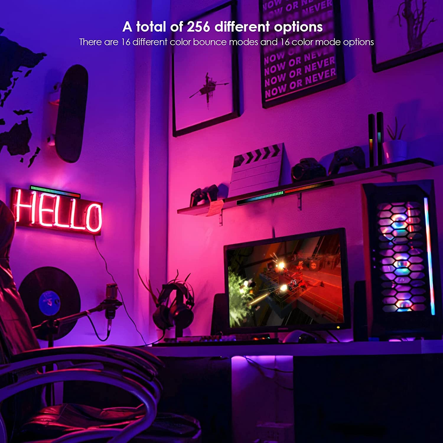 Soulpunk Rgb Rechargeable Sound Control Light, Voice-Activated Pickup Music Rhythm Lights, Creative Colorful Led Ambient Light, With 15 Modes Music Sync 32-Bit Audio Spectrum For Car(4 Pack-App)