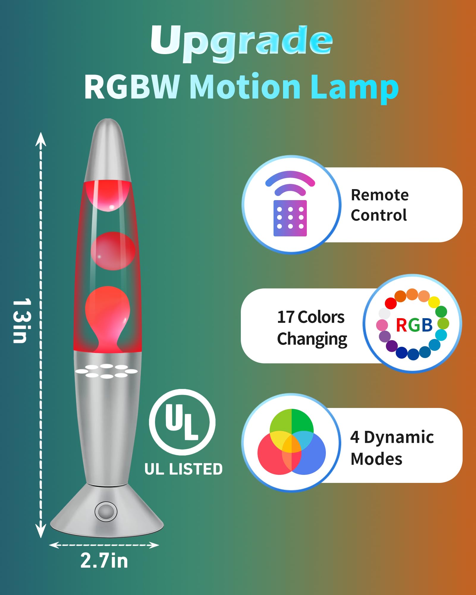 Elomavapa LED Night Light Lamp with Remote, 17 Colors, 13.5in White Table Lamp, Relaxing Glitter Mood Lighting for Kids & mature-themeds