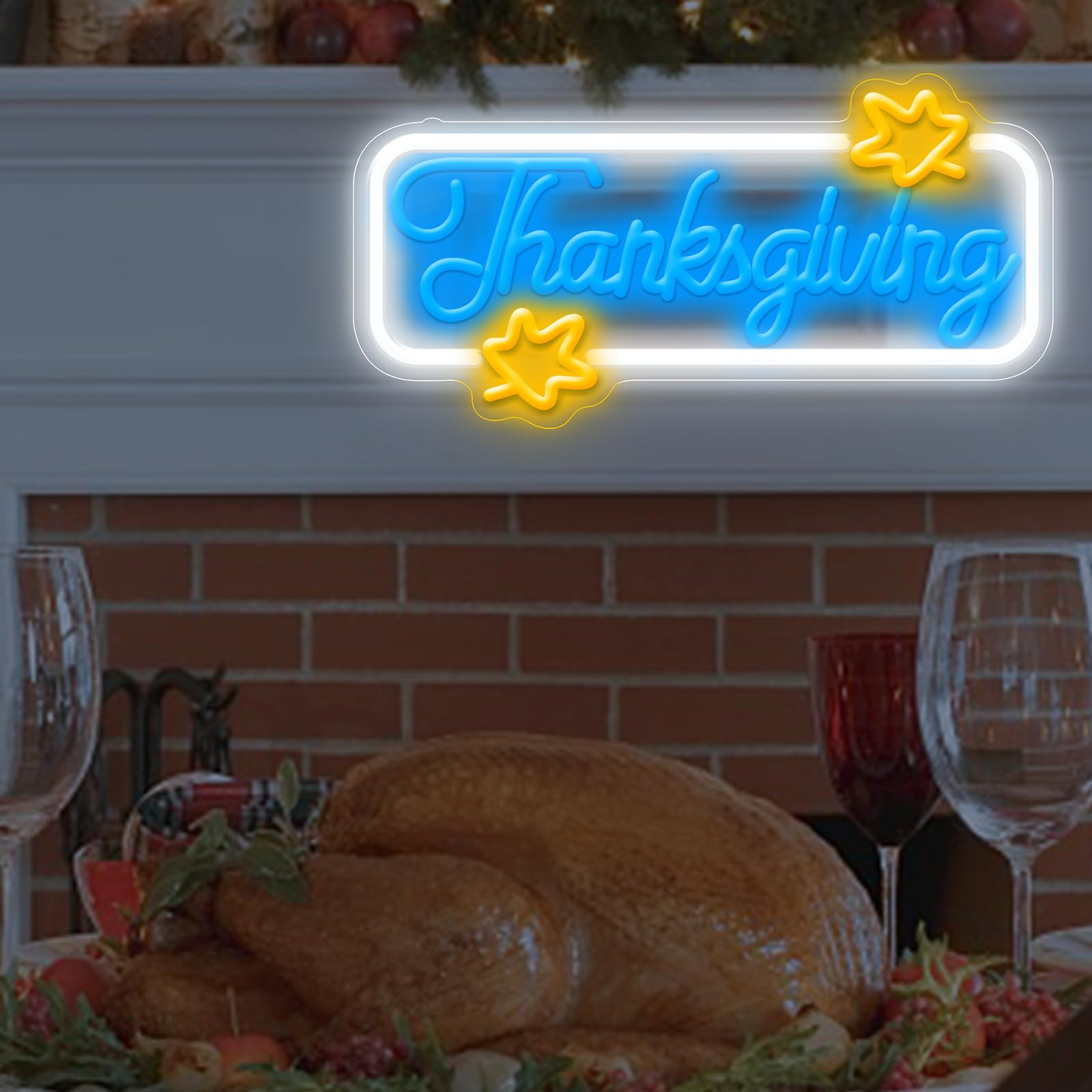 Thanksgiving Neon Sign  Thanksgiving Happy Wall Window Art Decoration Festival Celebration  Dimmable Usb Powerd Thanksgiving Neon Led Sign Autumn Thanksgiving Party Harvest Blessd 15.7?7.9 Inch