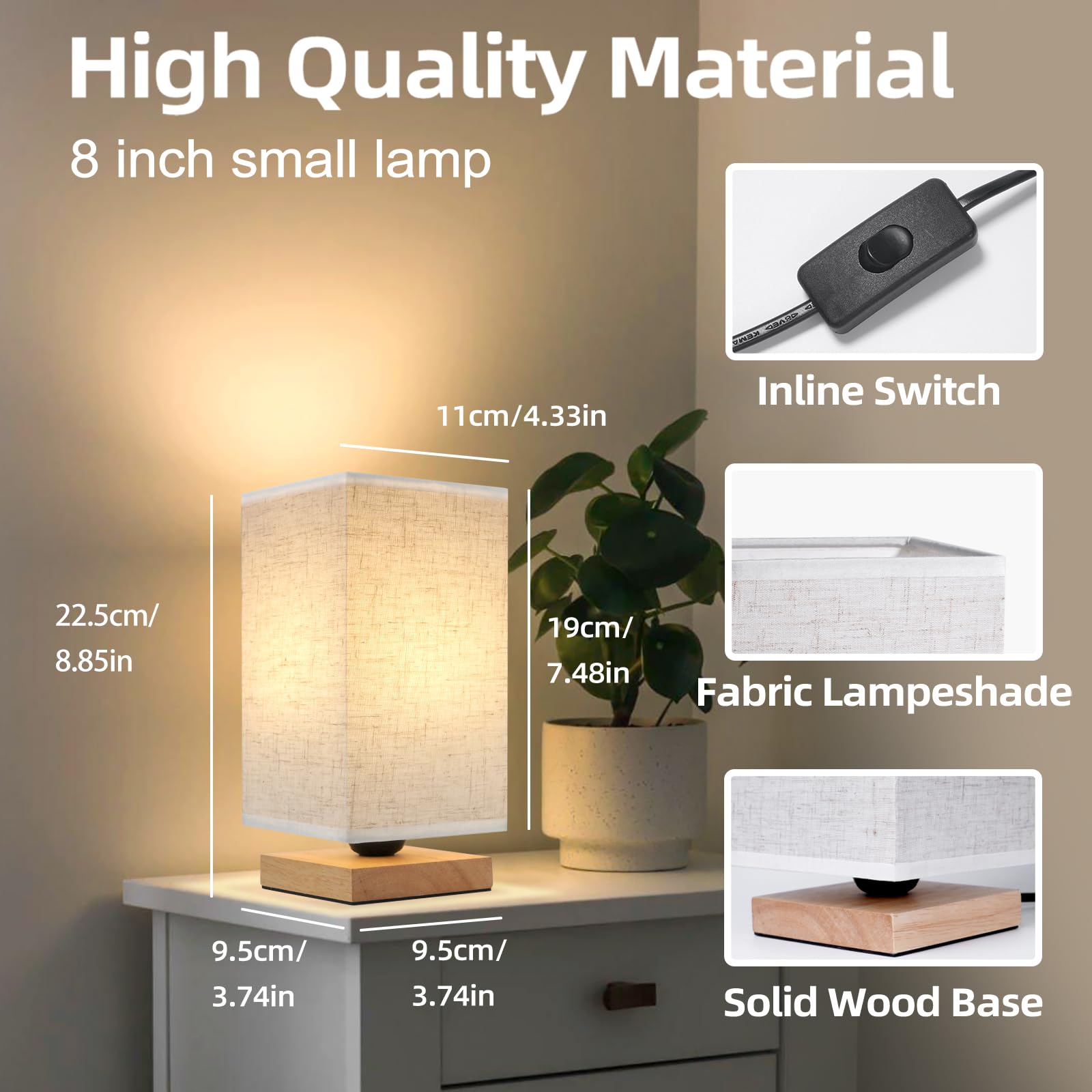 Uchenton Table Lamp For Bedroom - Small Beside Lamps For Night Stands Home Office - Minimalist Design Warm Light Mini Boho Lamp - Fits In Kids,Living,Nursey Room,College Dorm - Awesome Gift Choice
