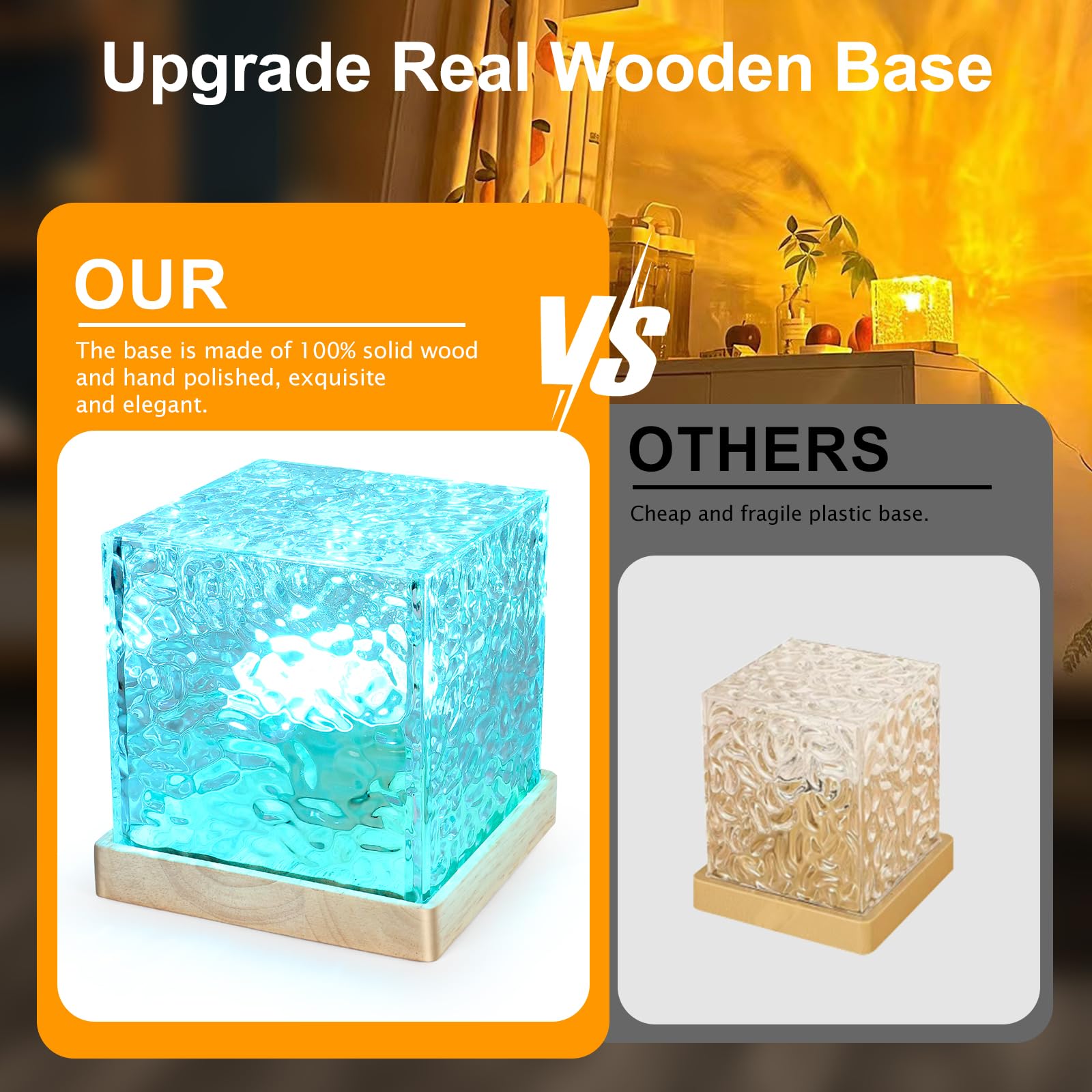 Avkast Aurora Glow Lamp,Cordless Ocean Luminorthe Cube Lamp Northern Lights Cube Ocean Wave Projector With 16 Colors And Dynamic