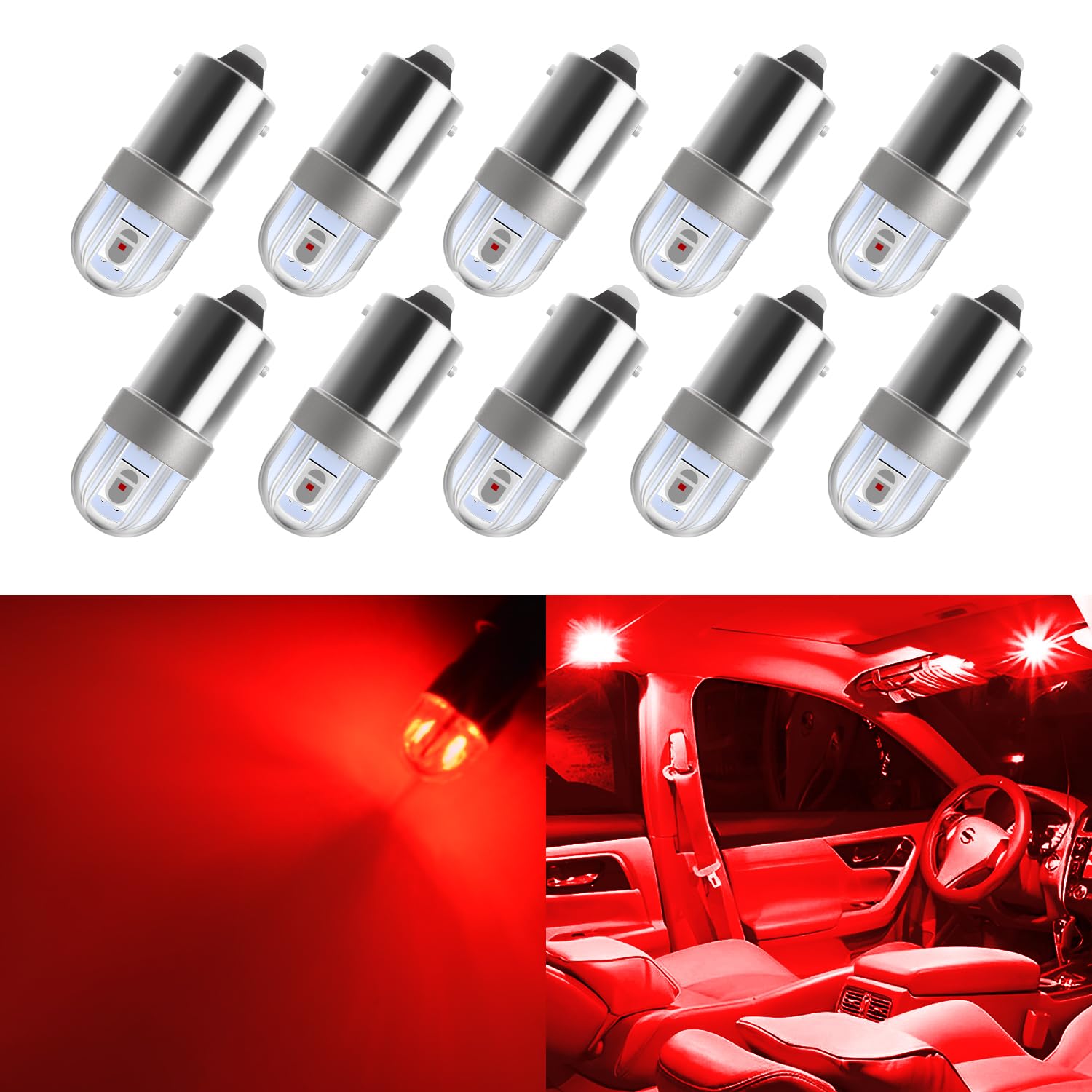 Auxlight Ba9S Ba9 1895 1891 53 57 64111 3893 47830 Error Free Led Bulb, Super Bright 3030-Smd Interior Car Bulbs Replacemet For
