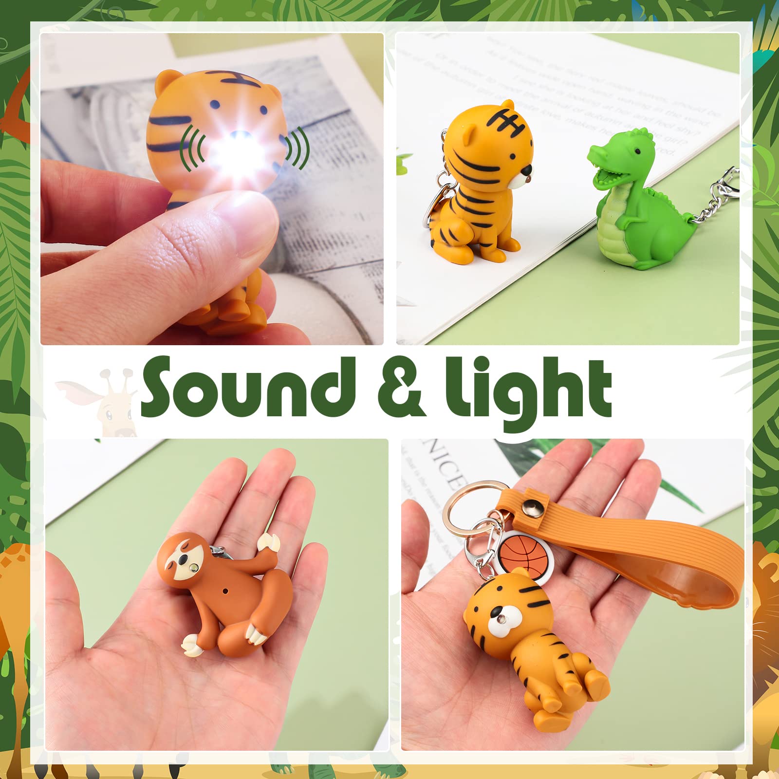 Kenning 6-Pack Nurse Flashlights - Cute Animal Keychain Lights for Nurses, Includes Puppy, Tiger, Flamingo, Sloth & Dinosaur Designs
