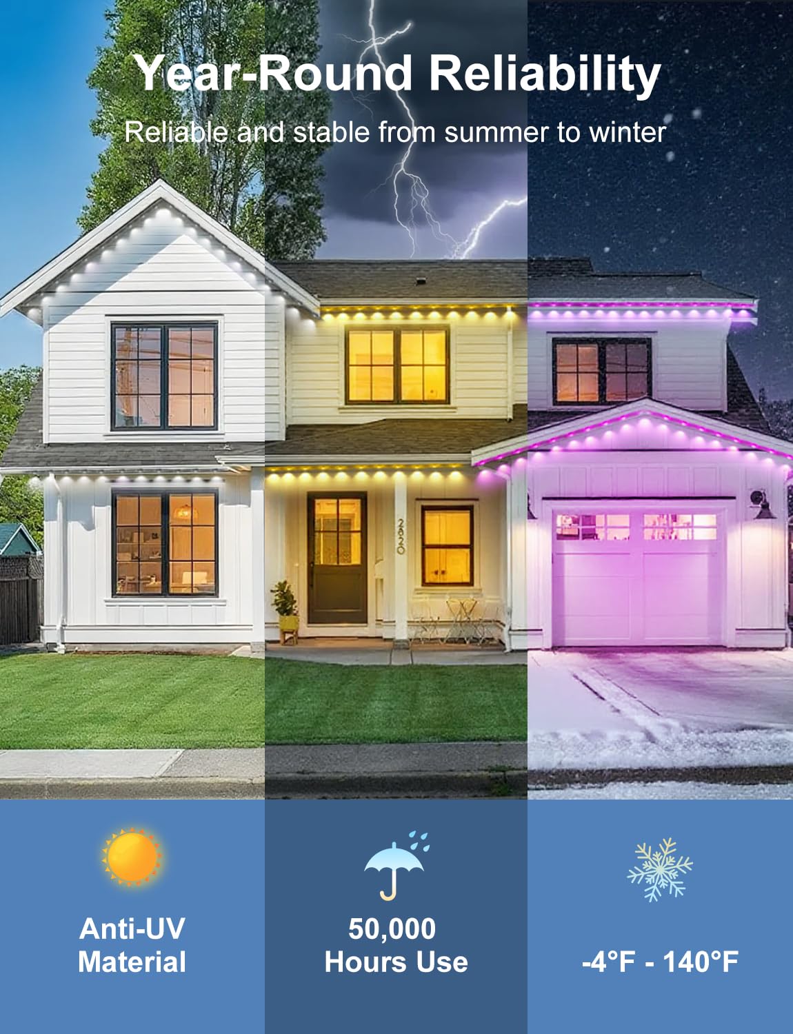 Nexillumi Permanent Outdoor Lights For House  150Ft Smart Rgb Led Lights Outside With 16 Million Diy Colors  Ip67 Waterproof Eternity Eaves Lighting For Christmas Halloween Holiday Daily Decorations