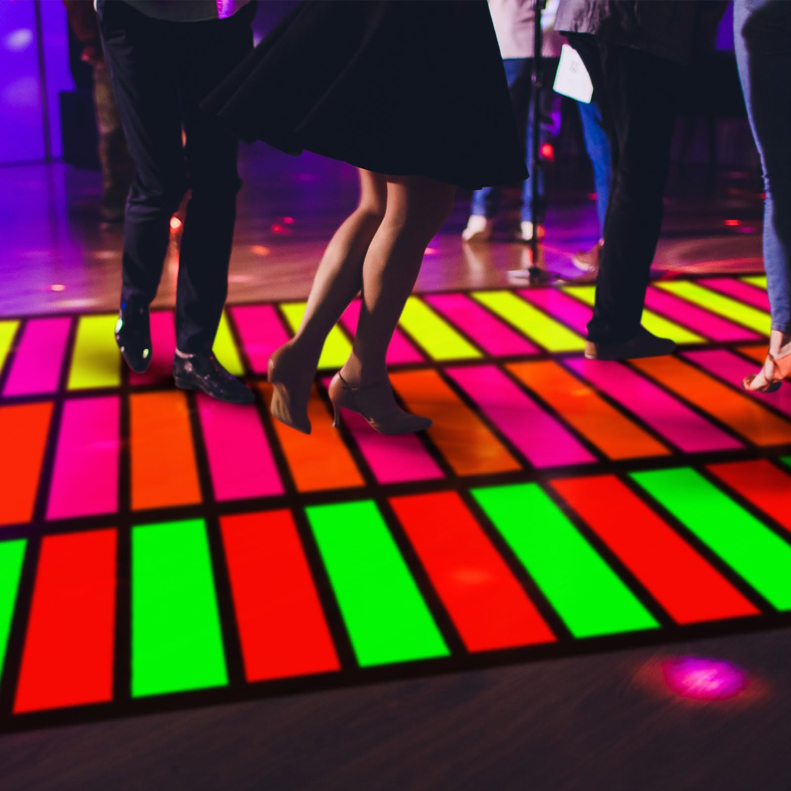 Mixweer Disposable Neon Dance Floor - 118 x 39 Inch Plastic Runner for 80s 90s Party Decorations, Multi Color