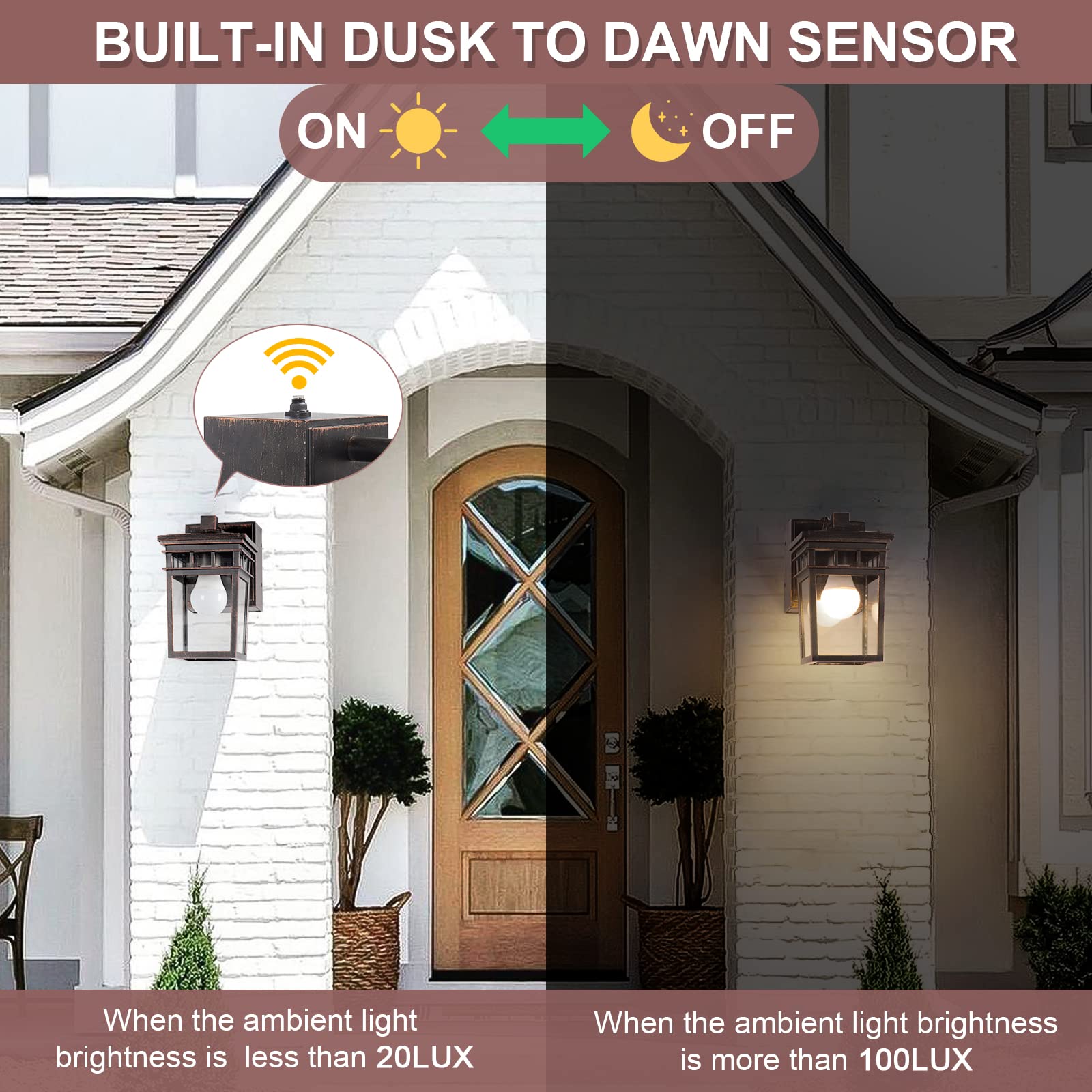 Dusk To Dawn Outdoor Wall Lighting With Outlet,Porch Light With Gfci Outlet Built In,Anti-Rust Alunmium Outdoor Wall Lantern Wit