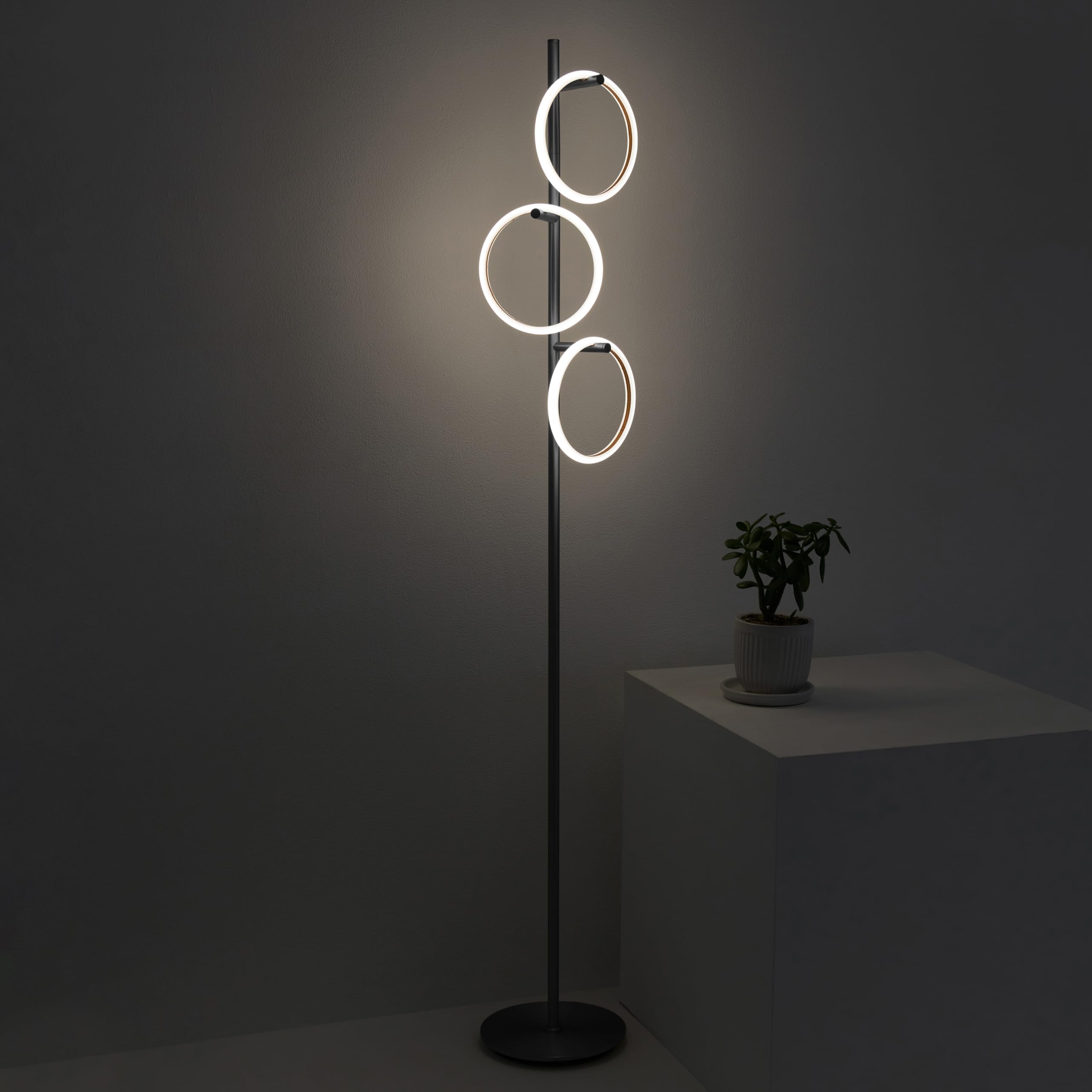 Brightech Saturn LED Tree Floor Lamp - 3 Light Metal Design - Black - Warm White Light - Model FL-SATRN-BLK