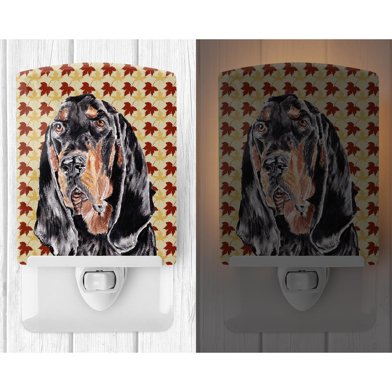 Carolines Treasures Ceramic Night Light, Black and Tan Coonhound, UL-Certified, 6x4x3in, Multicolor, Model SC9539CNL
