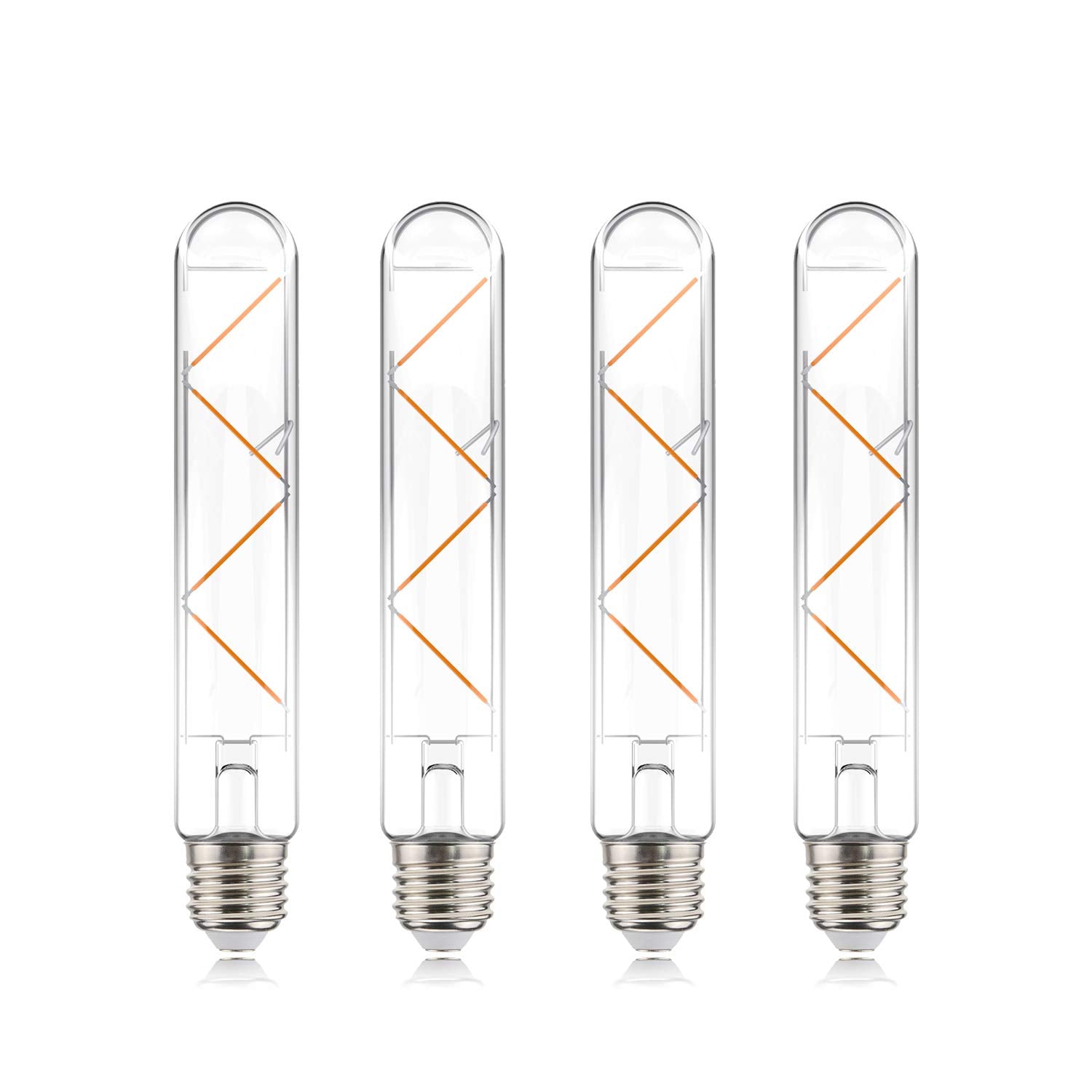 helloify T10 Vintage LED Edison Bulb, 40W Equivalent, Dimmable, 2700K Warm White, Clear Glass, E26 Base, 4PCS