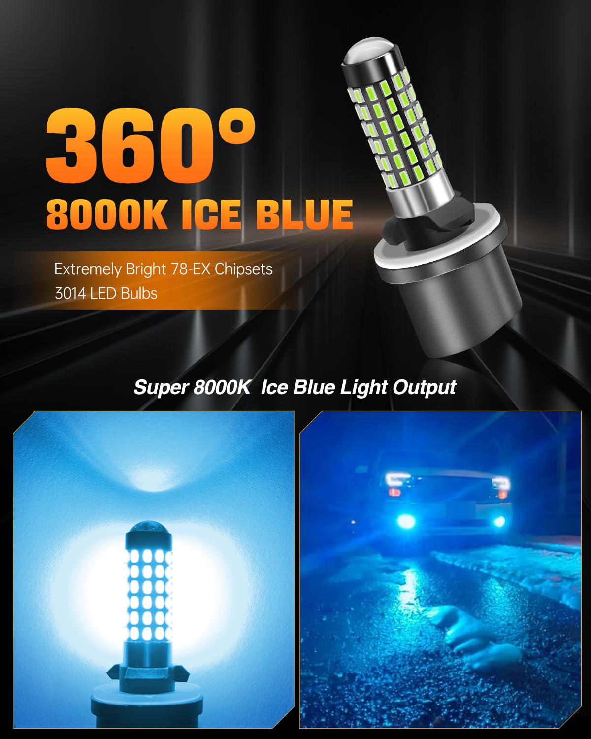 LUYED 880 LED Fog Light Bulb Super Brighter 8000K Ice Blue 1:1 Mini Size 886 890 892 893 Pack of 2