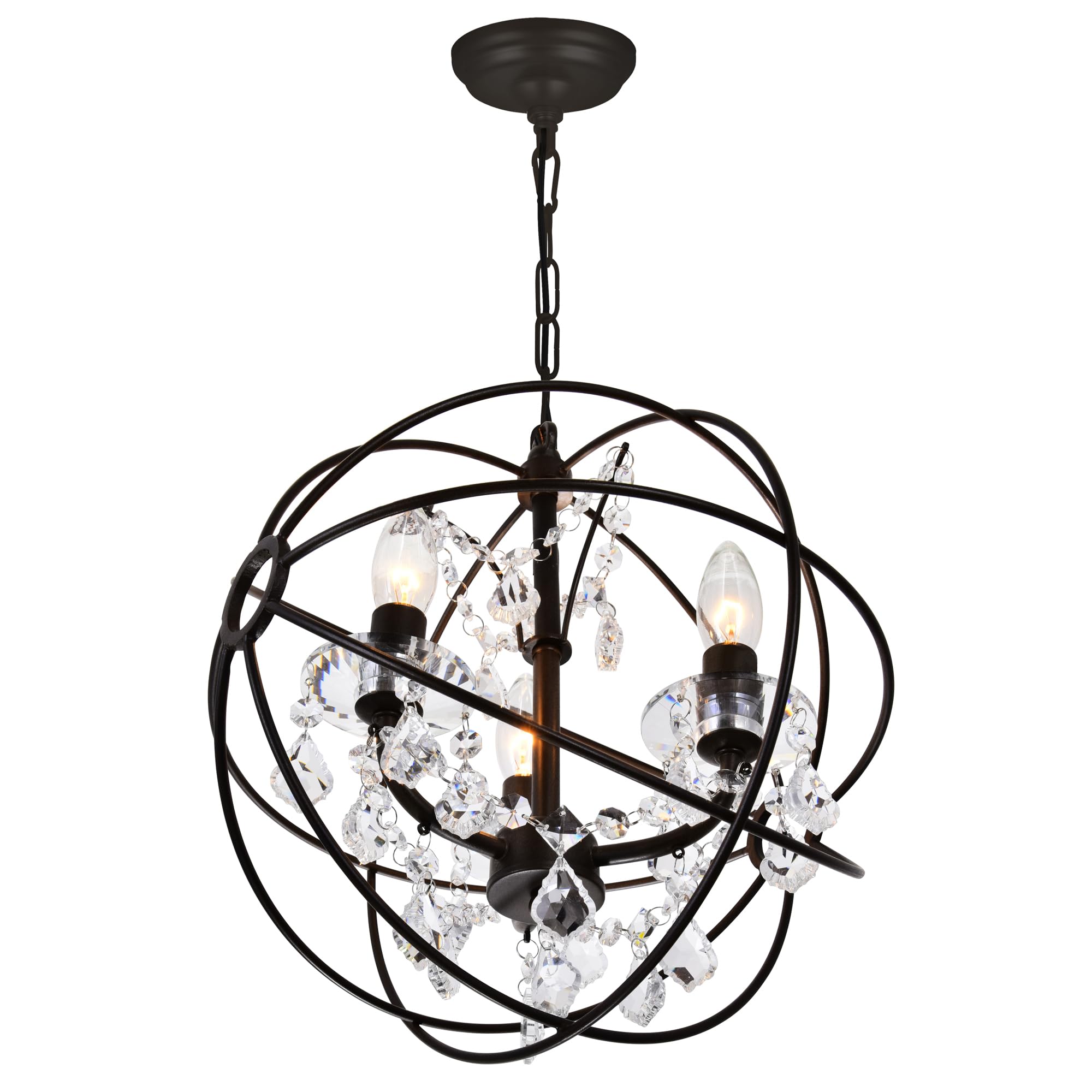Cwi Lighting Brown Mini Chandelier, 3-Light Metal Design, Elegant Home Decor