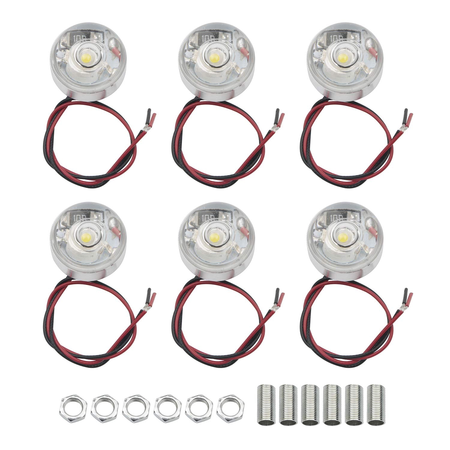 JIUWU 5V LED Spotlight Mini Lamp Beads DIY for Electronics Machinery Home Mofification (White, 120 Degree Light Pack of 6)