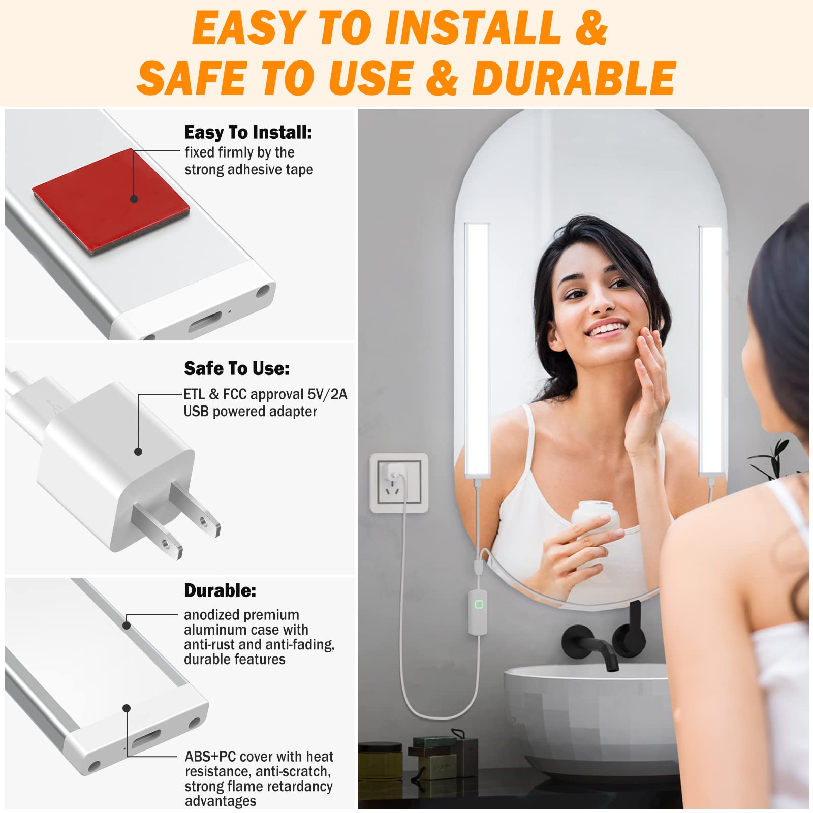 MY BEAUTY LIGHT LED Vanity Lights, Dimmable, Color Temperature Changing, USB Powered, Model BM101