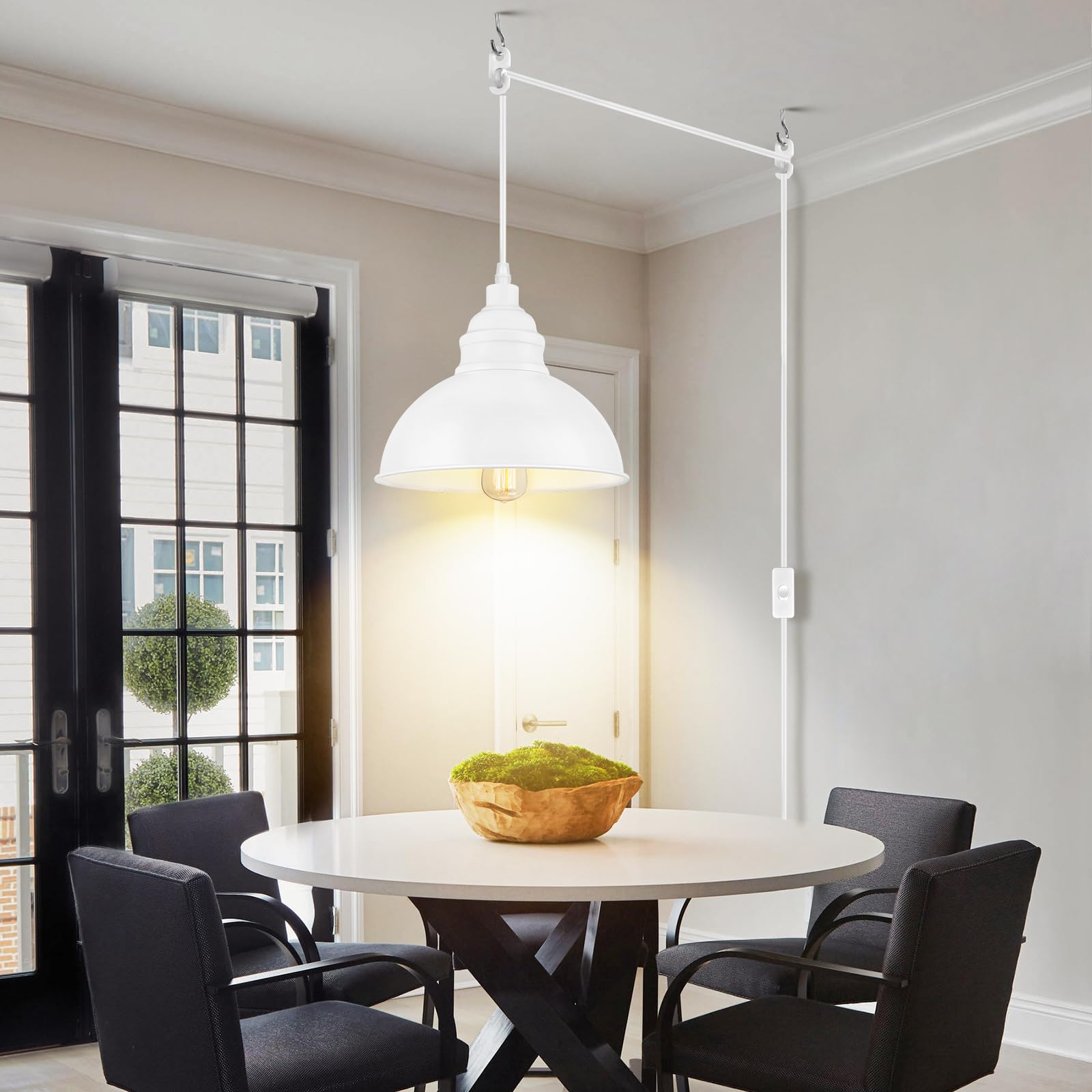 Soodmi Plug In Pendant Light, 15Ft Hanging Lights, On/Off Switch, Industrial Pendant Light With Plug In Cord, Metal Hanging Lamp