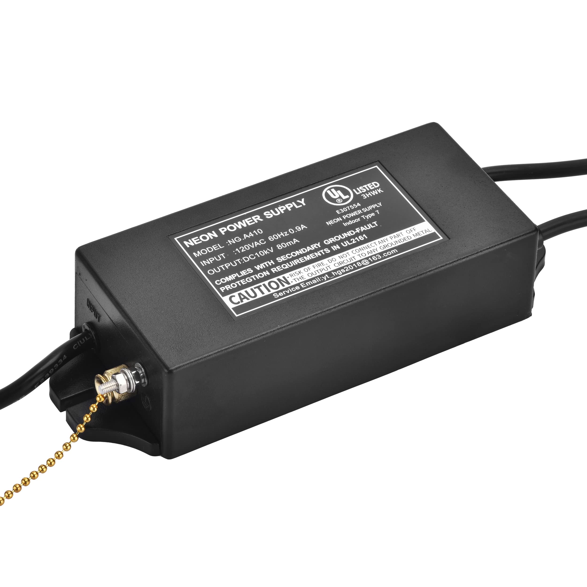 ZODZ 10KV Power Supply for Neon Signs - UL Approved, Black, Model A410, 120V 50/60Hz