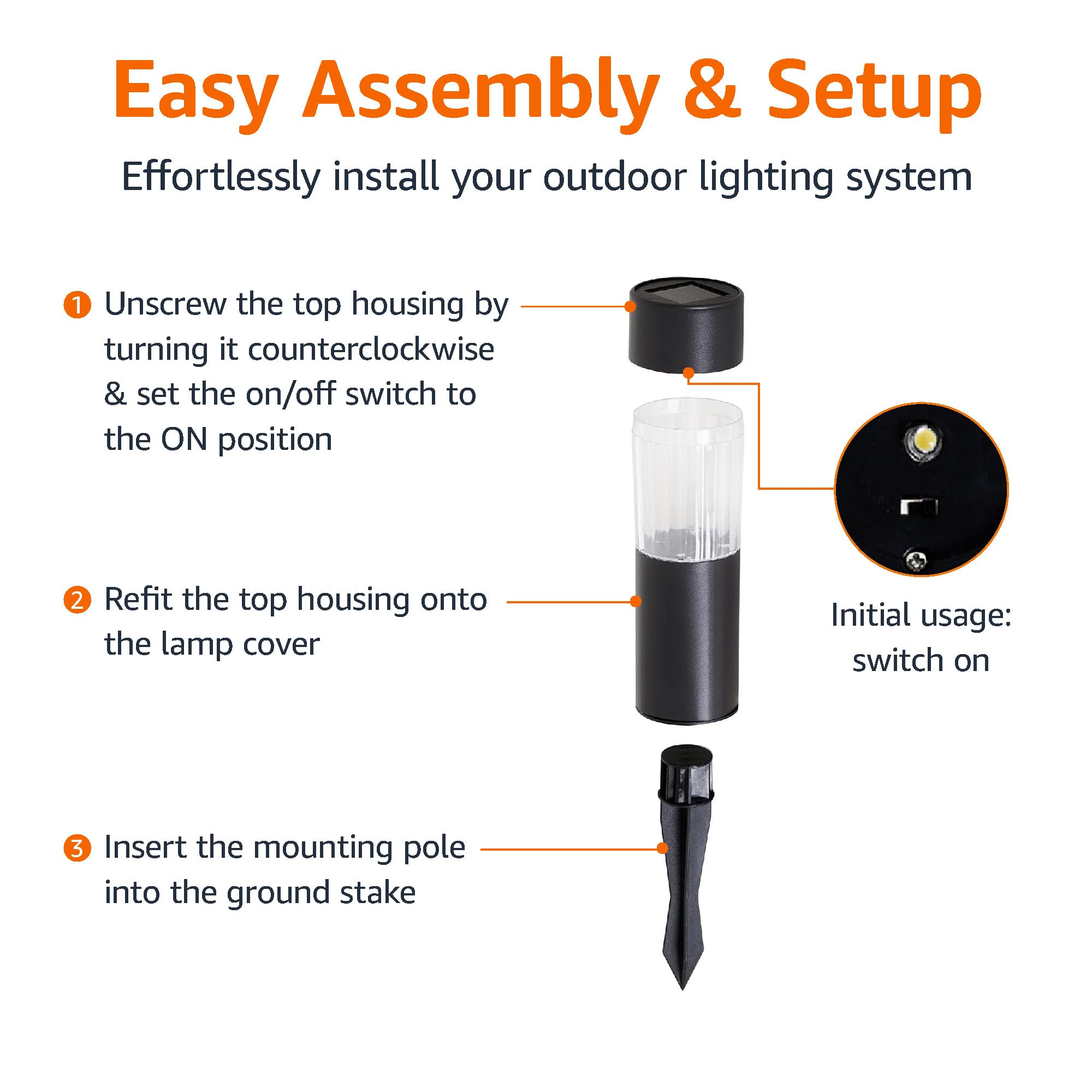 Amazon Basics Solar Outdoor Lights, Led Lights For Garden, Pathway, Patio, Black, 6-Pack