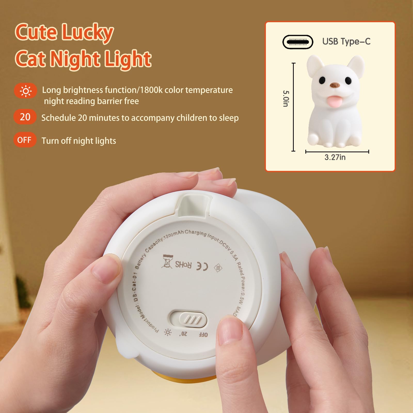 Qanyi French Bulldog Lamp - Cute Silicone Dog Night Light For Kids & Home Decor, Rechargeable