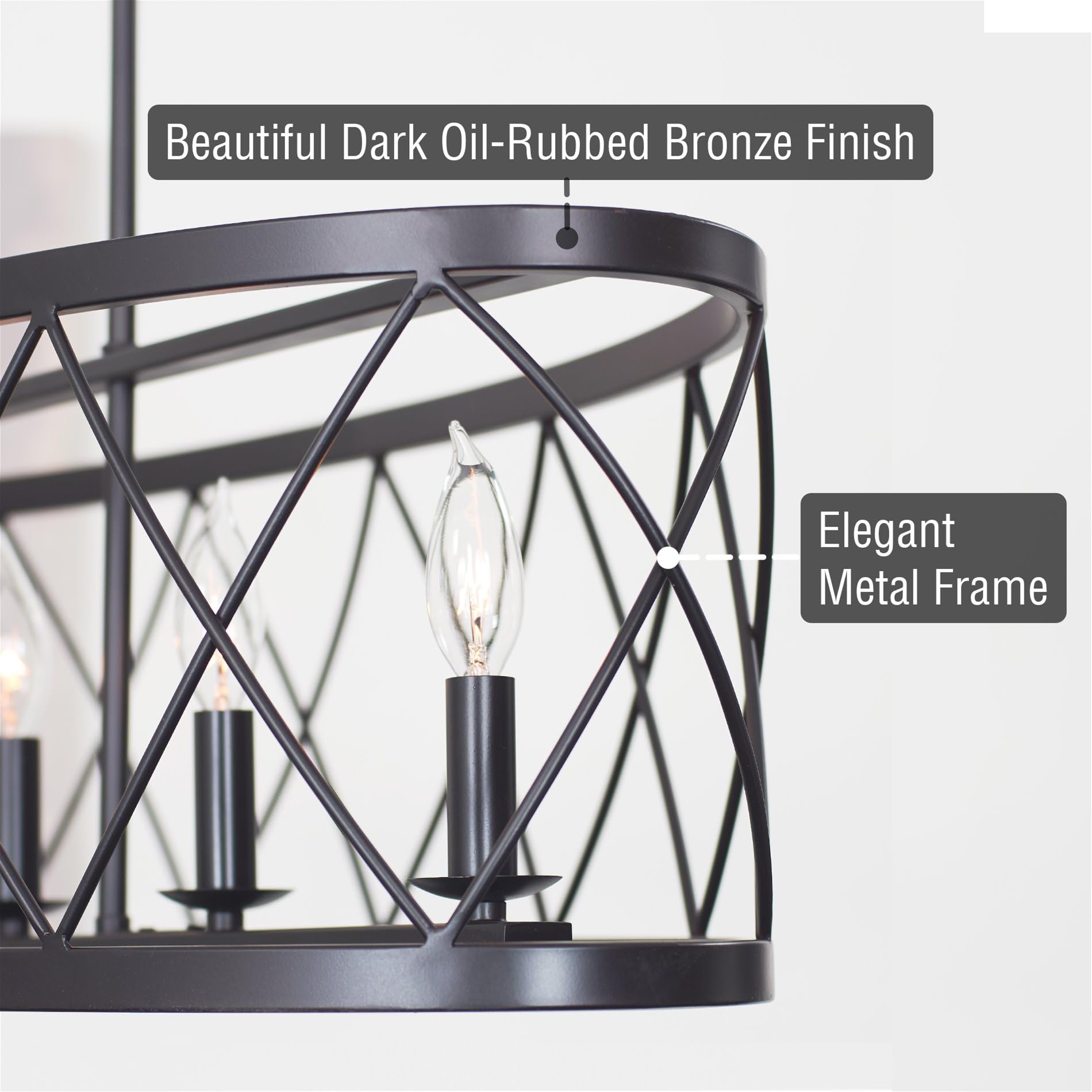 Kira Home 5-Light Kitchen Island Light, 33in, Dark Oil-Rubbed Bronze, Adjustable Height, Model RV-CIL1361-5-OB