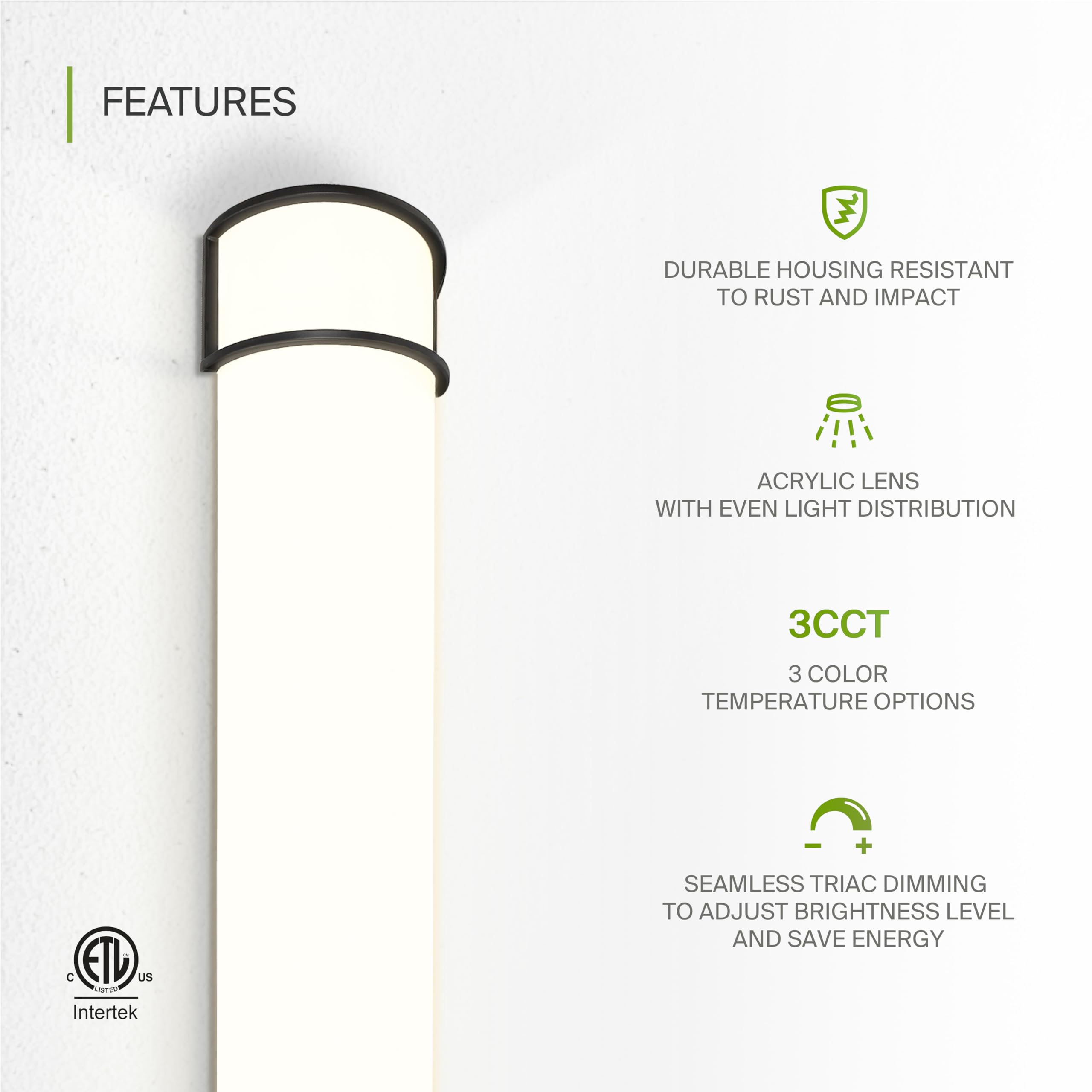 ASD LED Flush Mount Vanity Light Fixture 48 Inch 35W 3200LM Dimmable Black A-LVF21-48D35CC-B ETL Listed Energy Star