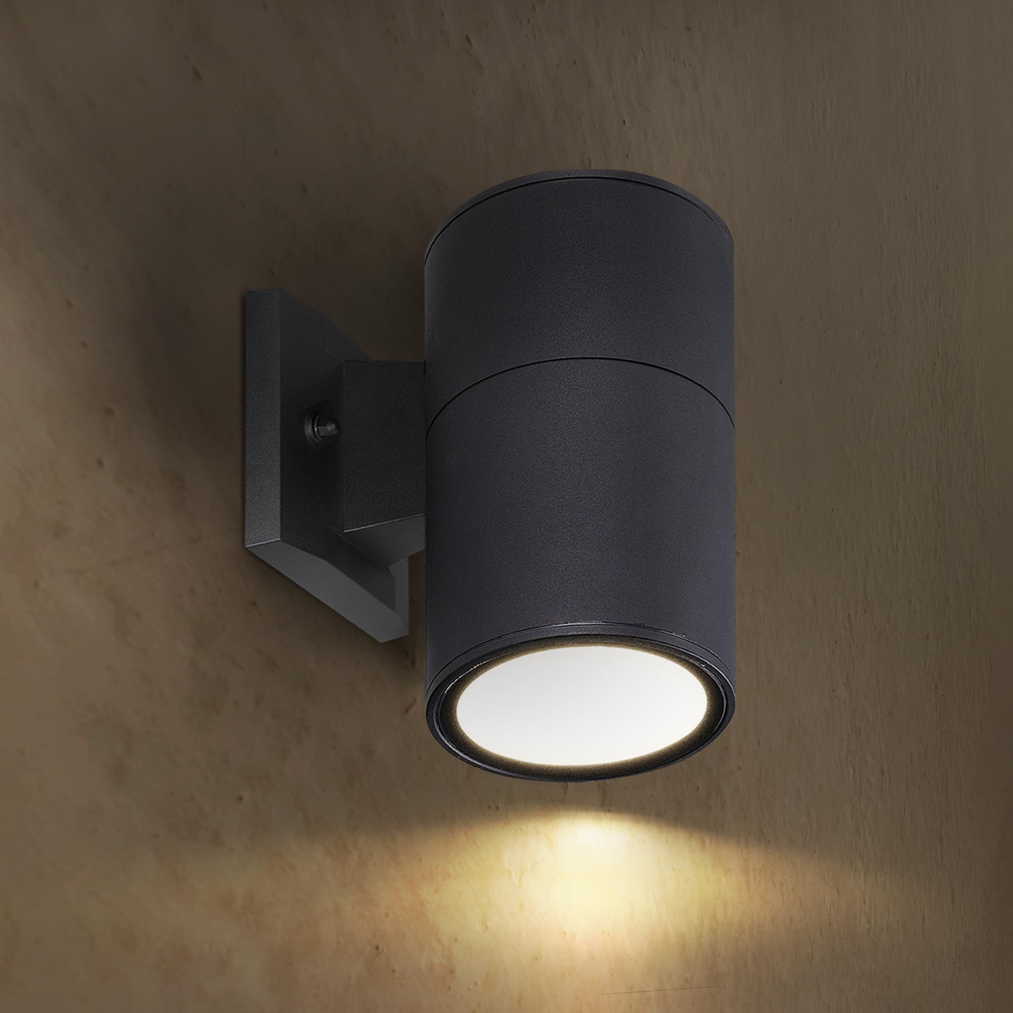 ASD 1 Light LED Indoor & Outdoor Wall Light Fixture | 9W 1000LM 3000K-5000K 120V Cylinder Up Down Lights | Dimmable Waterproof Exterior Wall Sconce | Front Door  Porch  Patio | Black  ETL