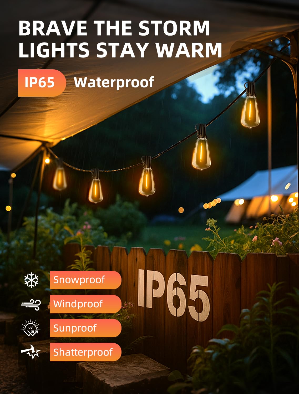 Vozuji Outdoor Patio String Lights: 100Ft 30M Outside Waterproof Light - Remote Dimmable St38 Shatterproof Bulb Connectable Hanging Outdoor Electric Lighting - Backyard Yard Gazebo Porch Party