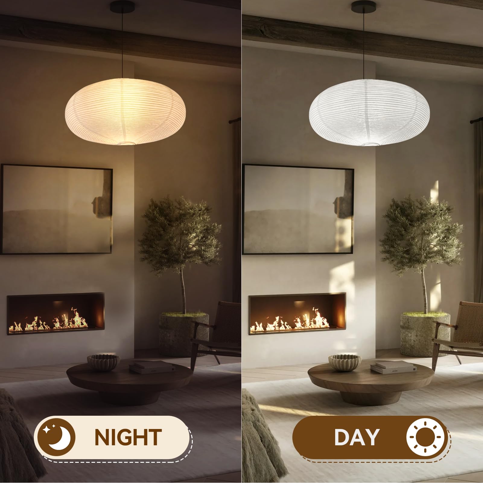Knonew Pack Of 2 White 22    Paper Oval Lanterns Decorative, Hanging Lamp Shade Chinese Japanese Paper Lantern Lampshades For Ho