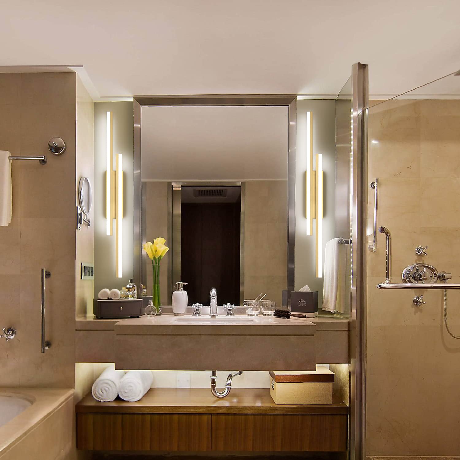 PRESDE 40inch Gold LED Bathroom Vanity Light Fixture, Dimmable Metal Over Mirror Lighting, Model bf4da24e-e804-4789-9810-4871eda49f