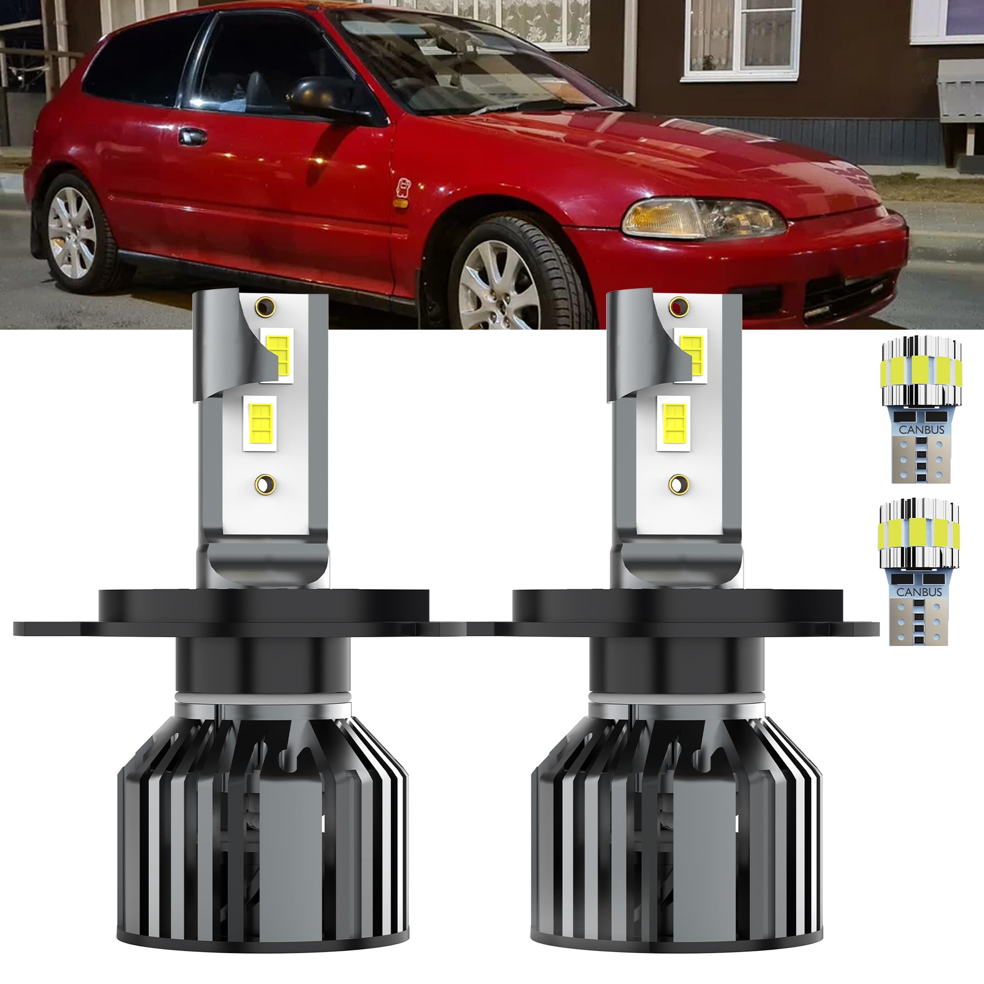 AYOTZIH Bulbs Fit For Honda Civic 1992-2003, High/Low Beams License Plate Lights Combo, 400% Brightness 6000K White Light,Direct