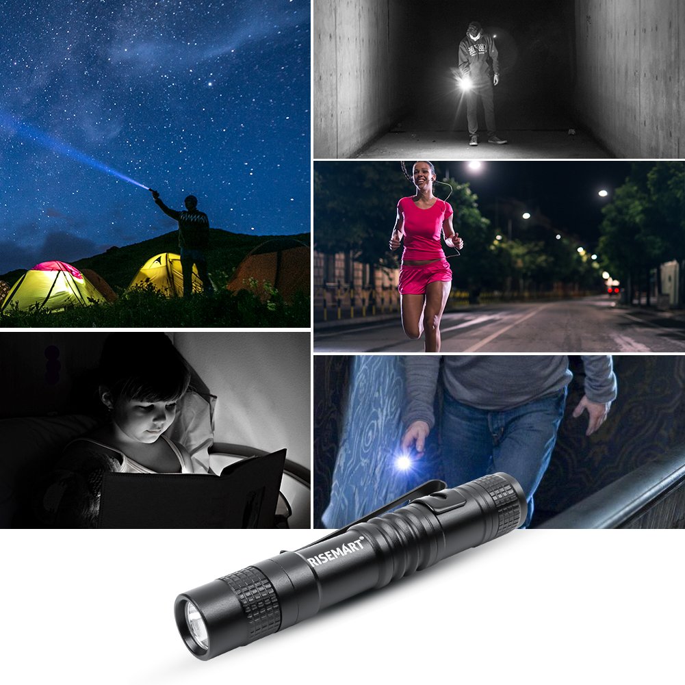 Risemart Super Small Mini Flashlight Aaa 100 Lumens Ultra Bright Led Pen Light Pocket Clip Tactical Torch Lamp(3.5'')