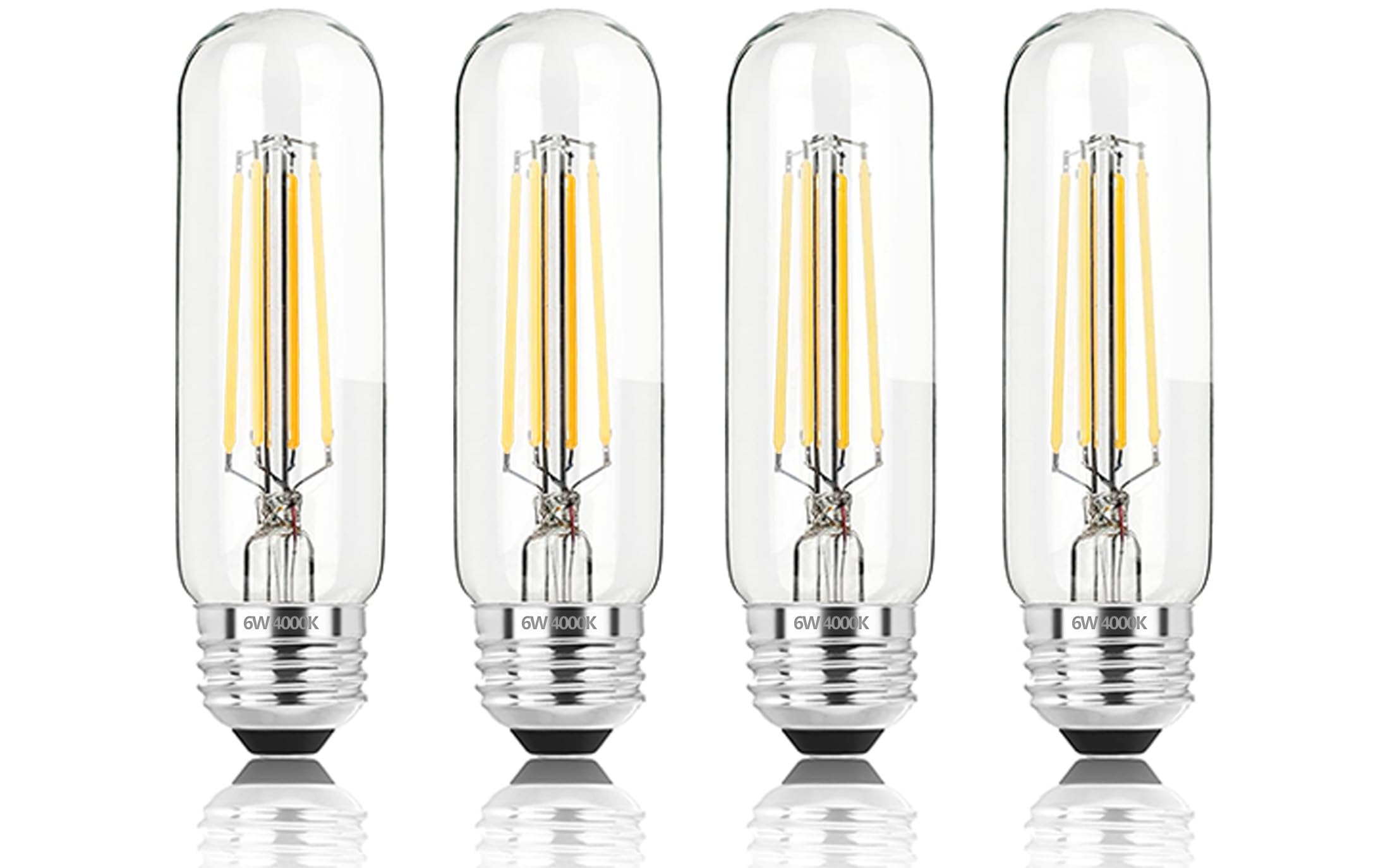 NOVELUX E26 LED Bulb 80W Equivalent 6W Dimmable 4000K Neutral White Glass 5 Inch 4 Pack