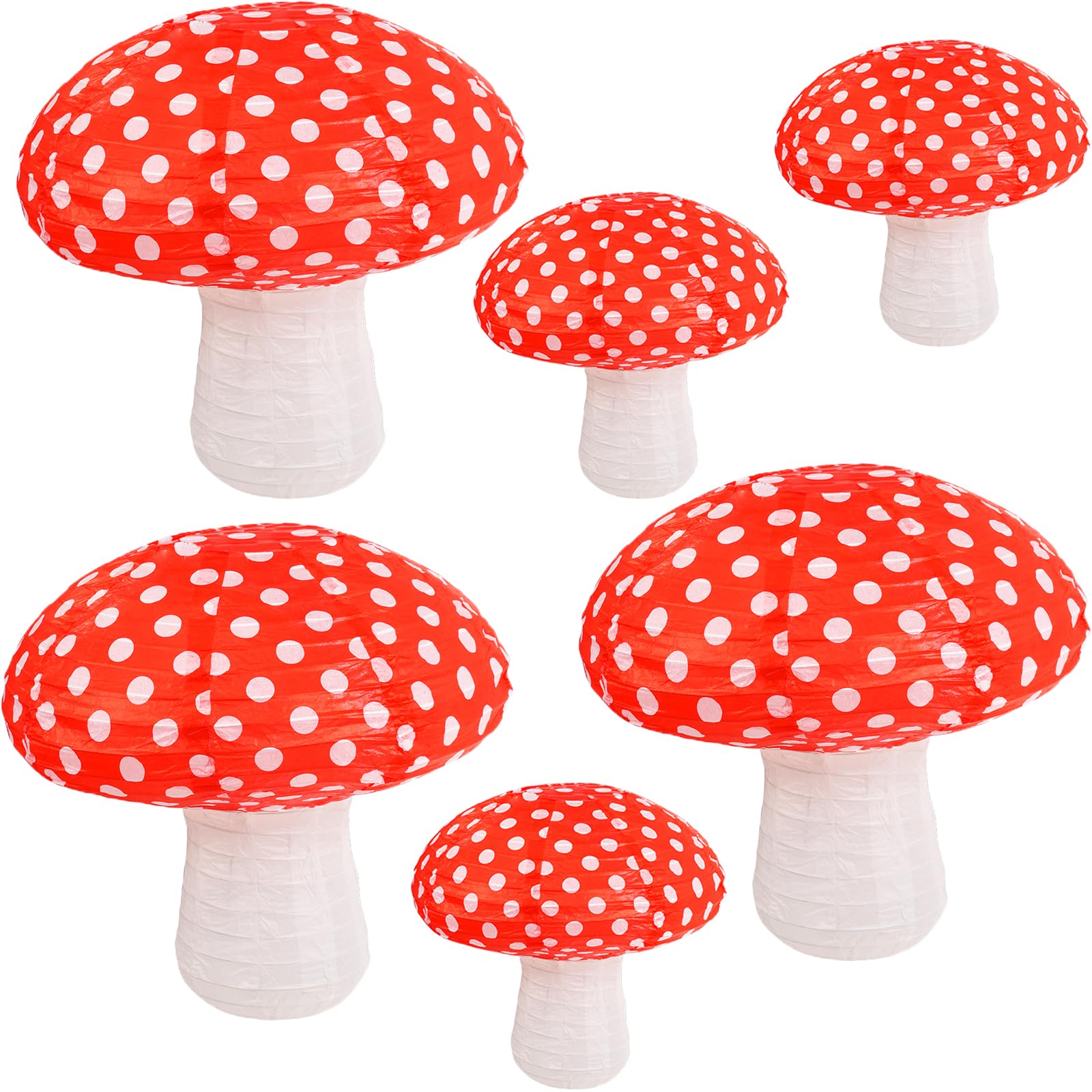 Mushroom Hanging Lanterns, Mushroom Shaped Paper Lantern For Forest Jungle Wonderland Theme Birthday Party Decor Fairy Baby Show
