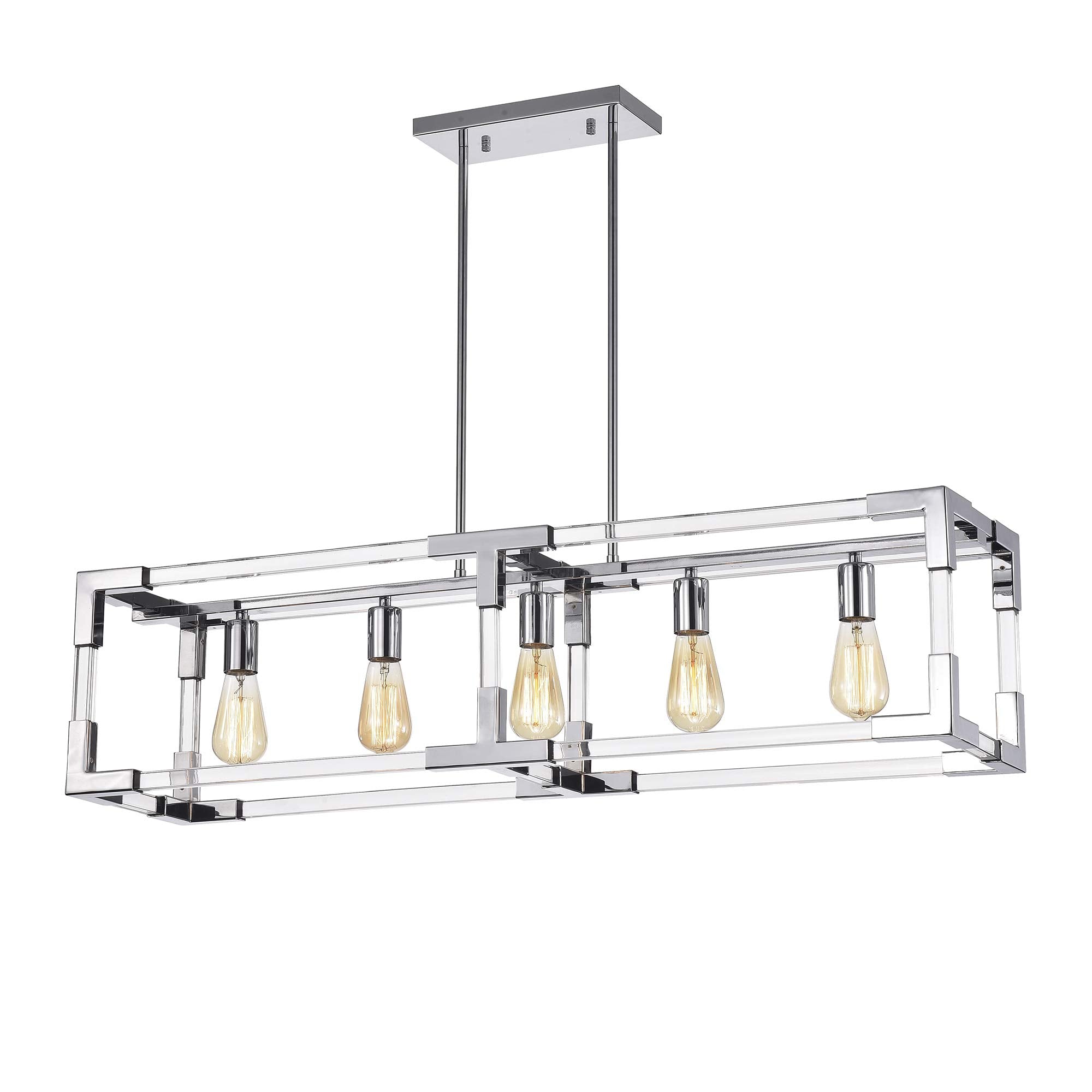 Warehouse of Tiffany IMP78B/5CH Rochka Chrome 5-Light Chandelier, 40.94&quot; L x 11.02&quot; W x 10.24&quot; H