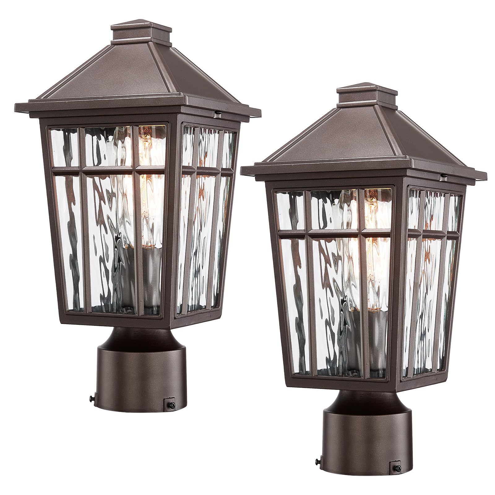 Darkaway Outdoor Post Lights, Waterproof Aluminum, 2-Pack, Medium, Oil-Rubbed Bronze, Model 6X16P-2PK ORB+SW