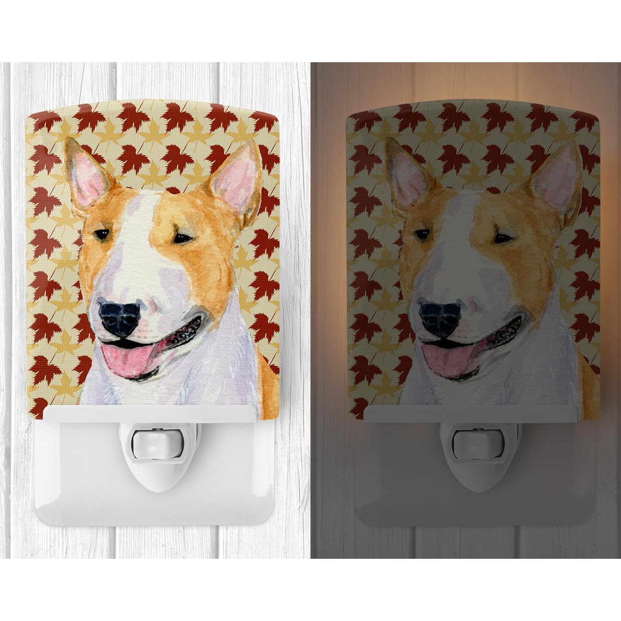 Carolines Treasures Ceramic Night Light Bull Terrier Portrait, 6x4x3in, Multicolor, Model SS4360CNL, UL-Certified for Bedroom, Bathroom, Nursery